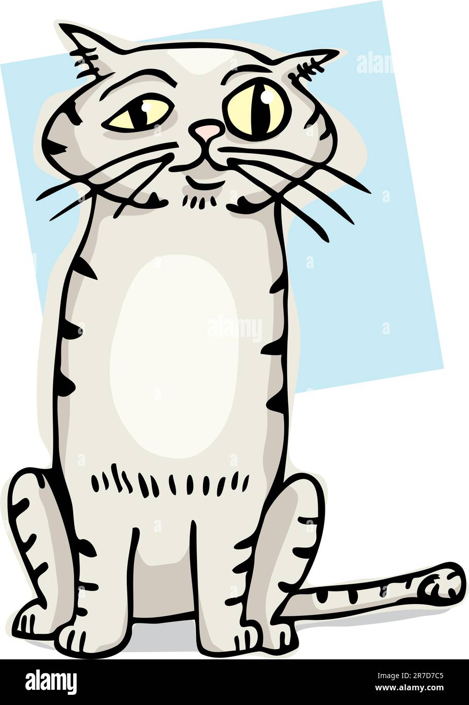 Niedliche gestreifte Katze mit hervorquellenden Augen Cartoon. Stock Vektor