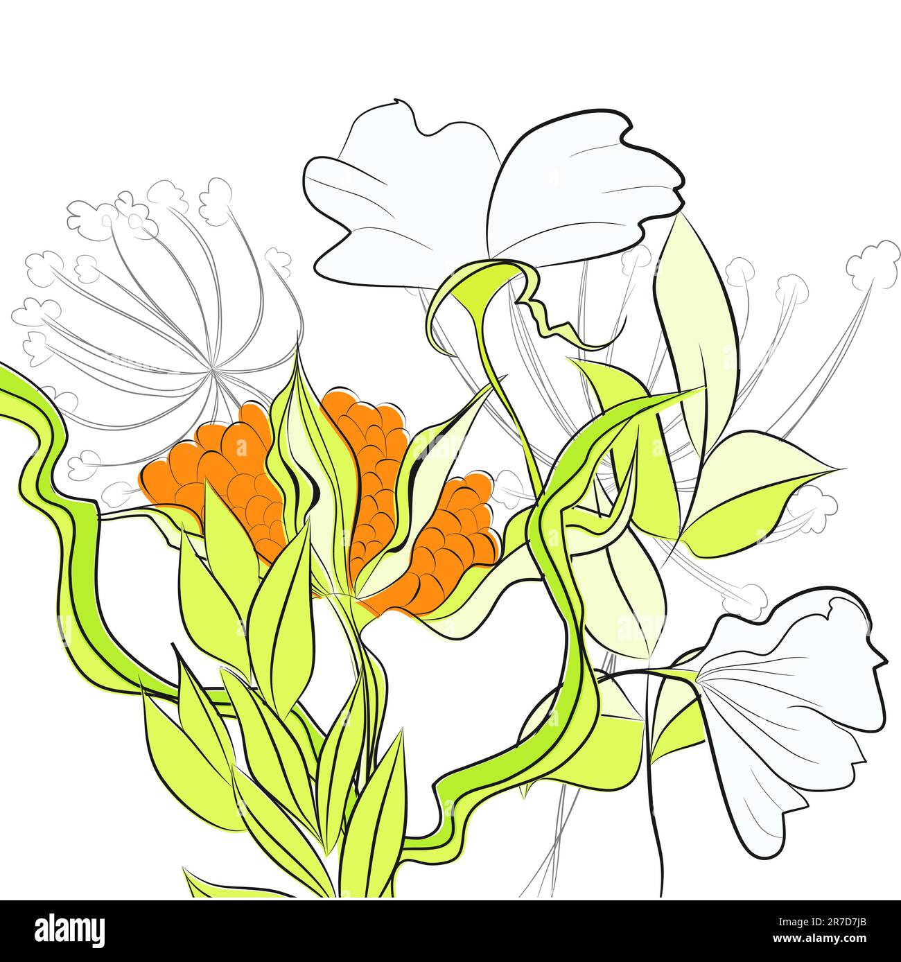 Vorlage für Karte mit Sommerblumen Stock Vektor