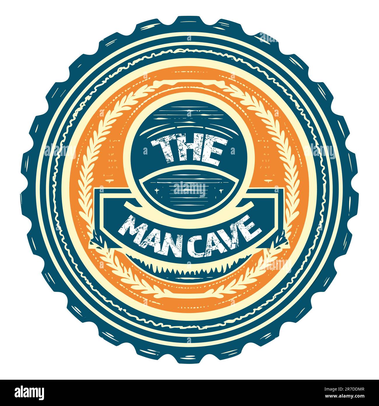 Die Abbildung des Vektors „The man Cave Sign Bottle Top“ Stockfoto