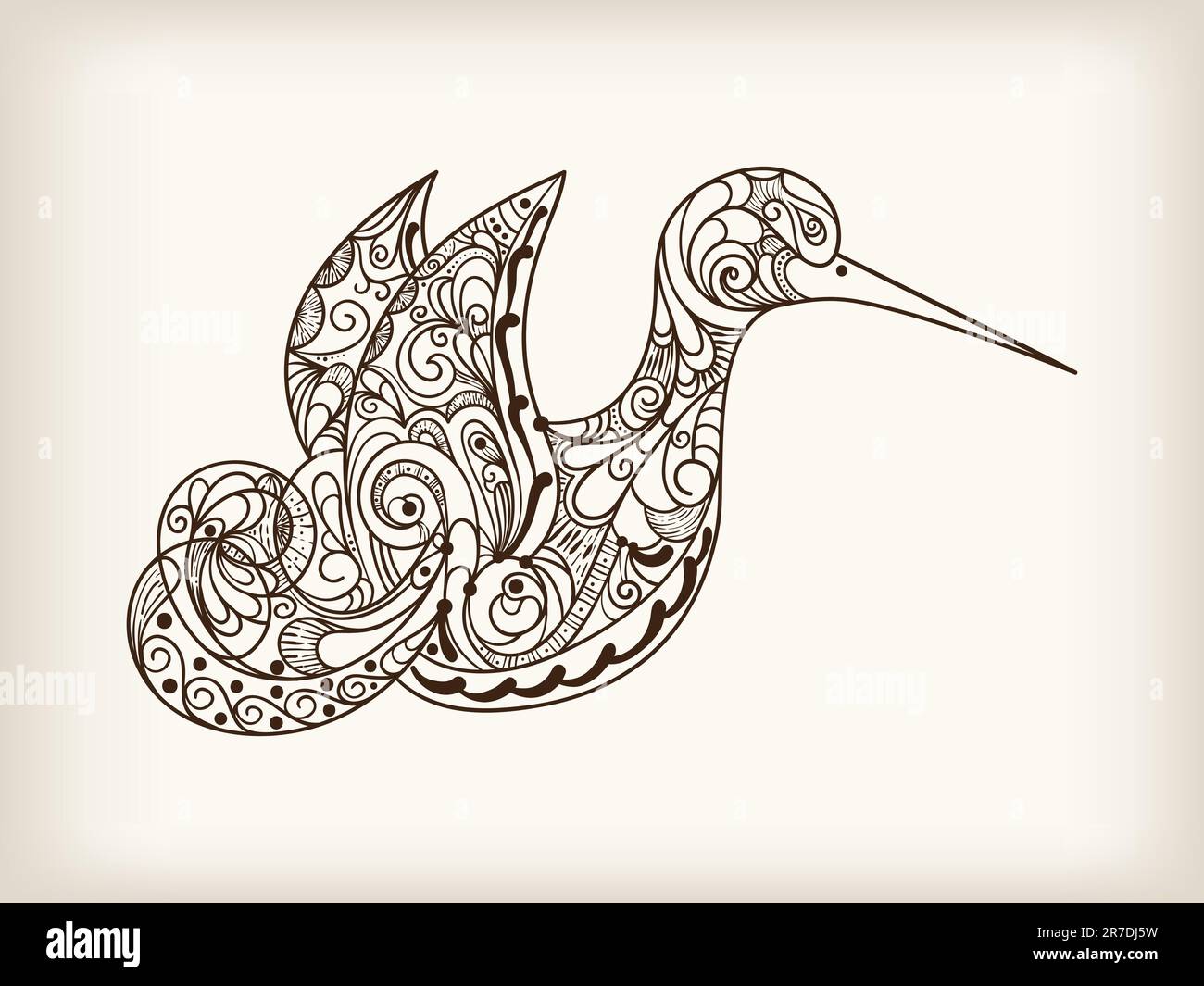 von Hand gezeichneter vektor abstrakter Vogel mit einzigartigem Muster und Verlaufsgitter Stock Vektor