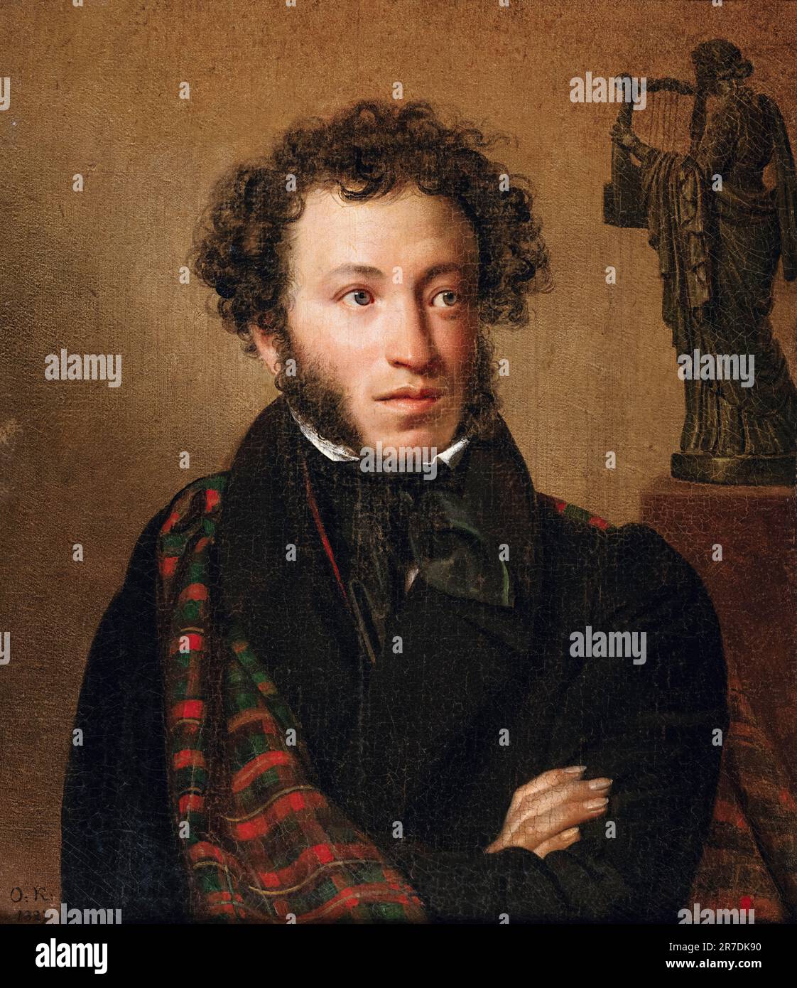 Alexander Puschkin (1799-1837), russischer Dichter, Dramatiker und Schriftsteller, Porträt in Öl auf Leinwand von Orest Kiprensky, 1827 Stockfoto