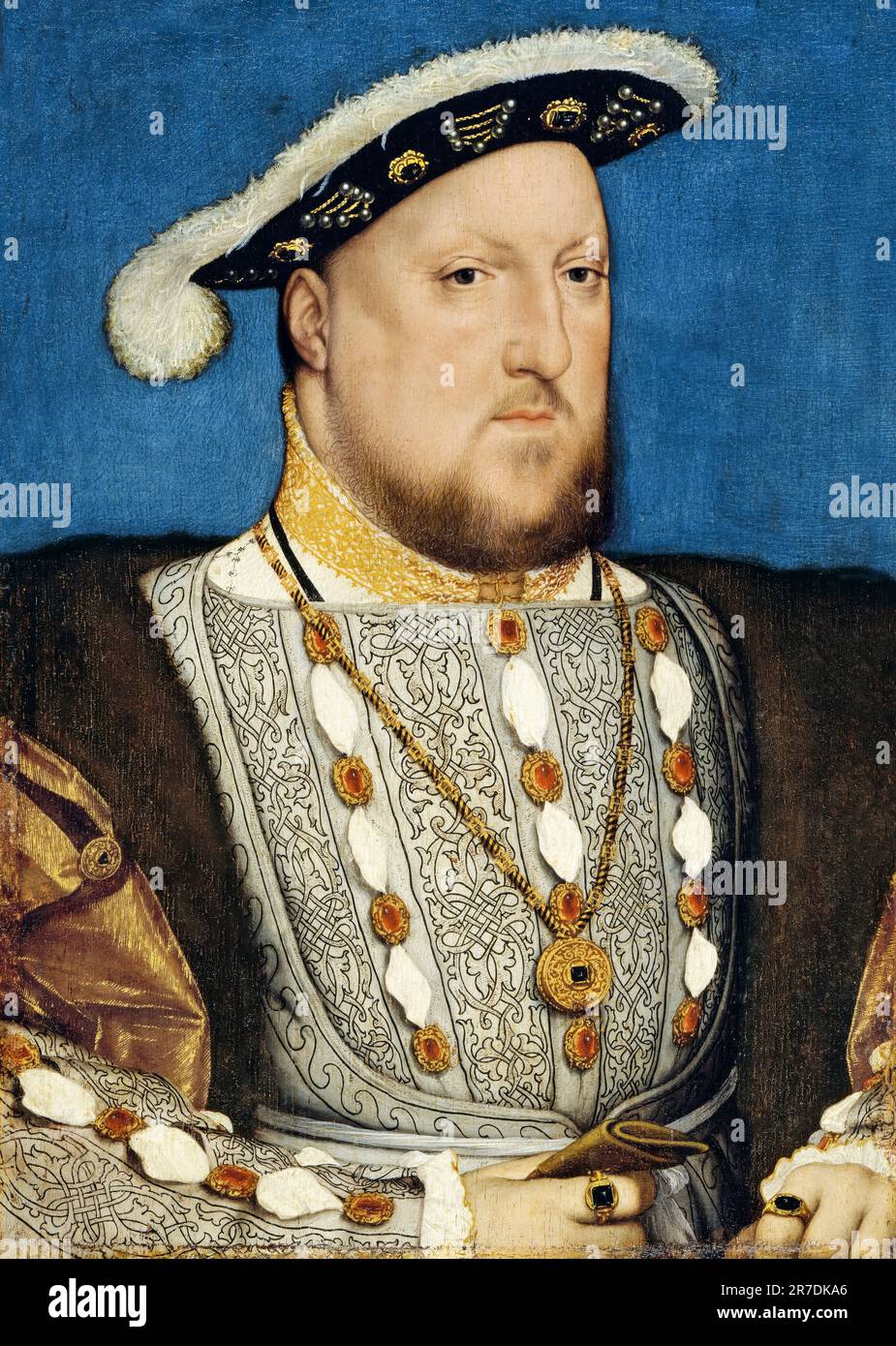 Heinrich VIII. Von England (1491-1547), Porträtmalerei in Öl auf Panel von Hans Holbein dem Jüngeren, um 1537 Stockfoto