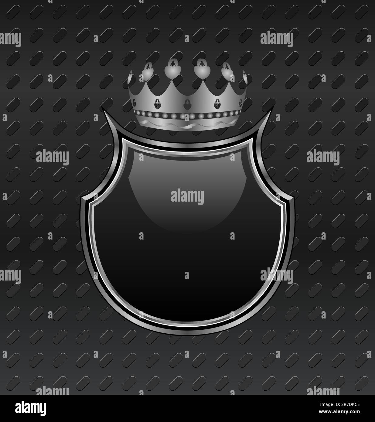 Abbildung: Heraldisches Schild und Krone auf metallischem Hintergrund - Vektor Stock Vektor