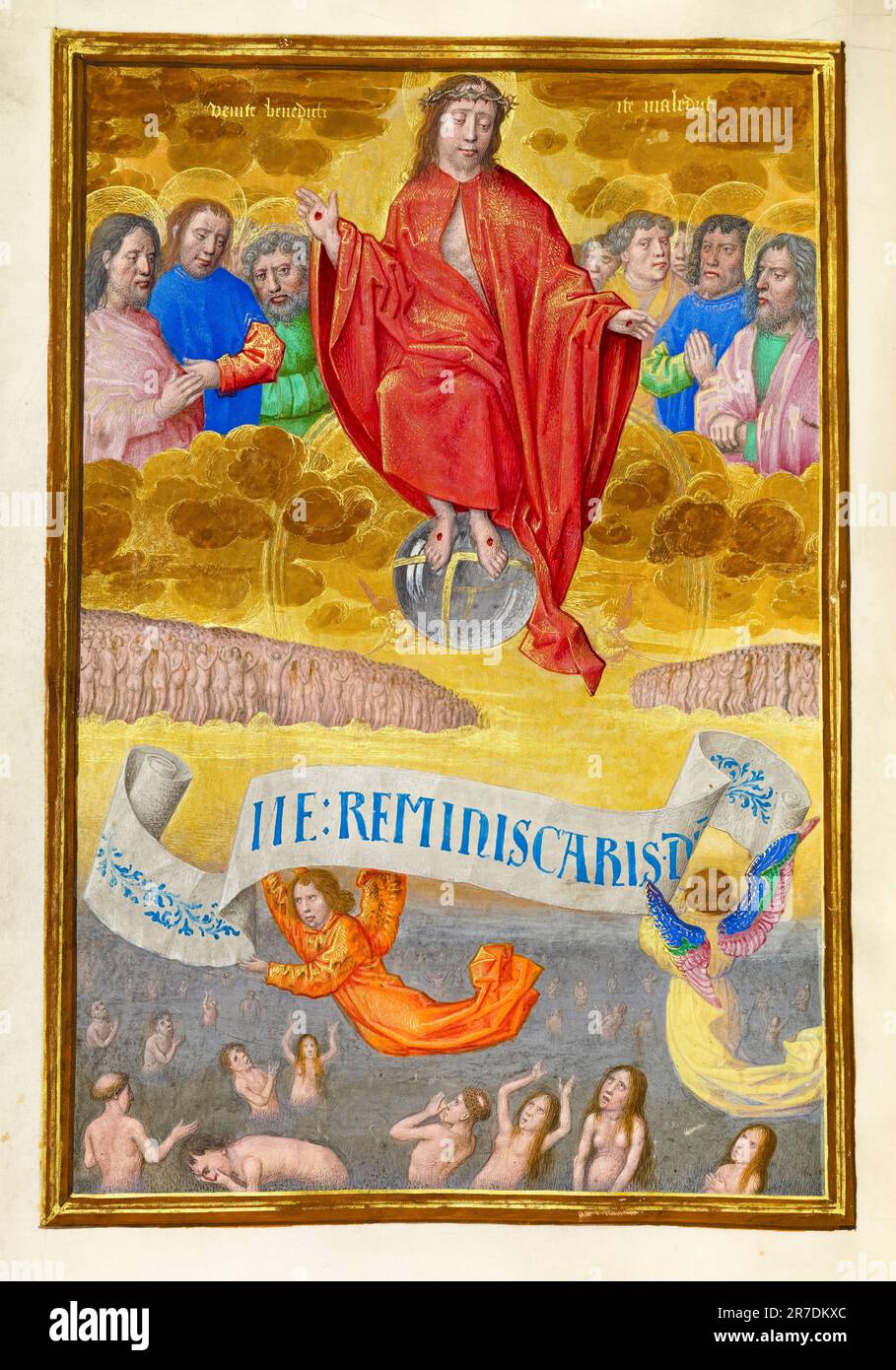 Workshop des Meisters des ersten Gebetsbuchs Maximilians, das jüngste Gericht, beleuchtetes Manuskript in Tempera, Gold und Tinte, 1510-1520 Stockfoto