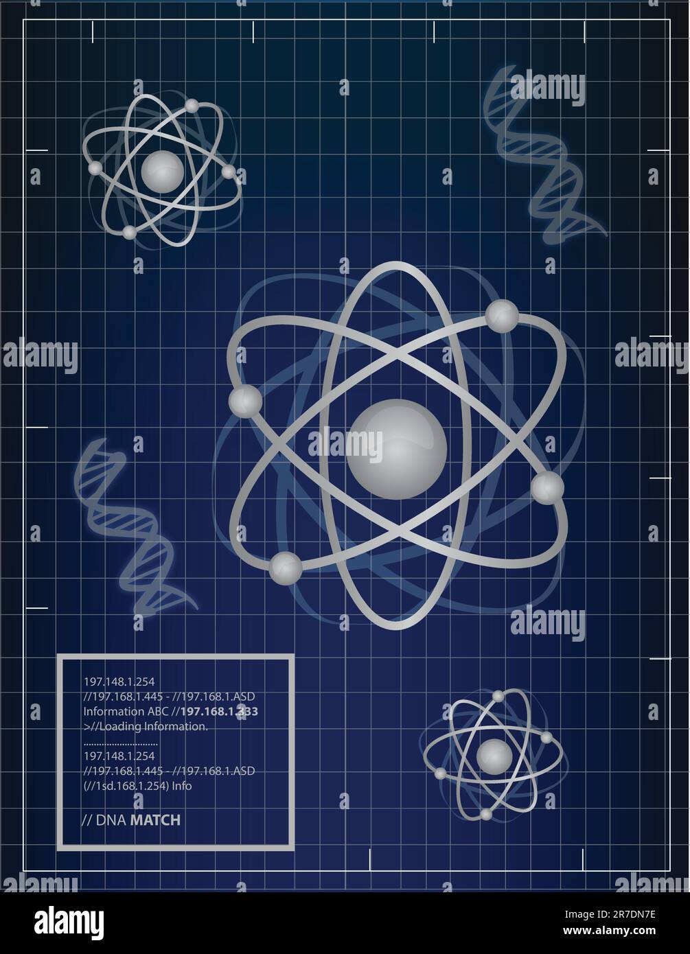 Atome und DNA passendes Hintergrunddesign Stock Vektor