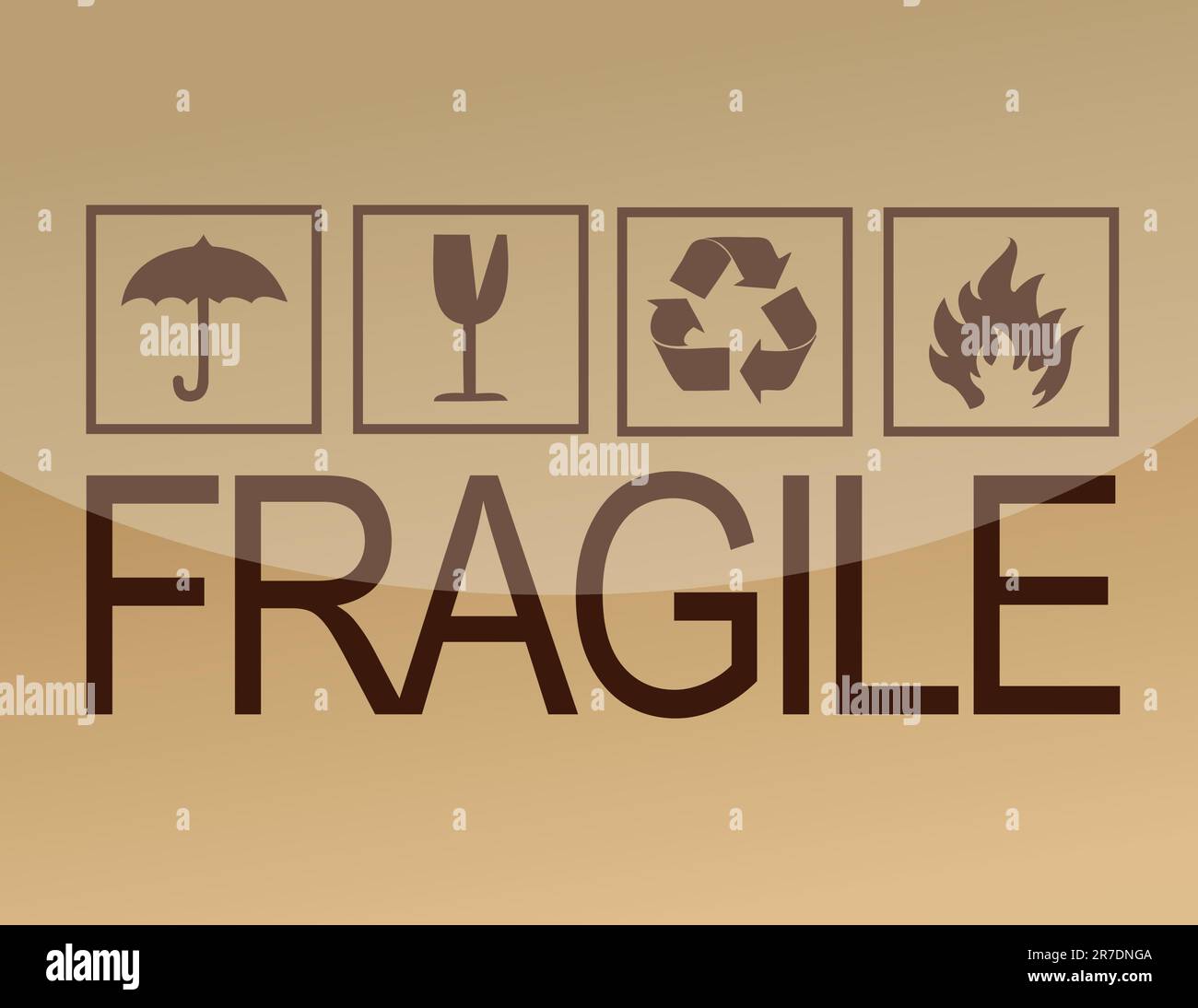 Schönes Bild Nahaufnahme von Grunge schwarz fragile Symbol auf Karton Stock Vektor