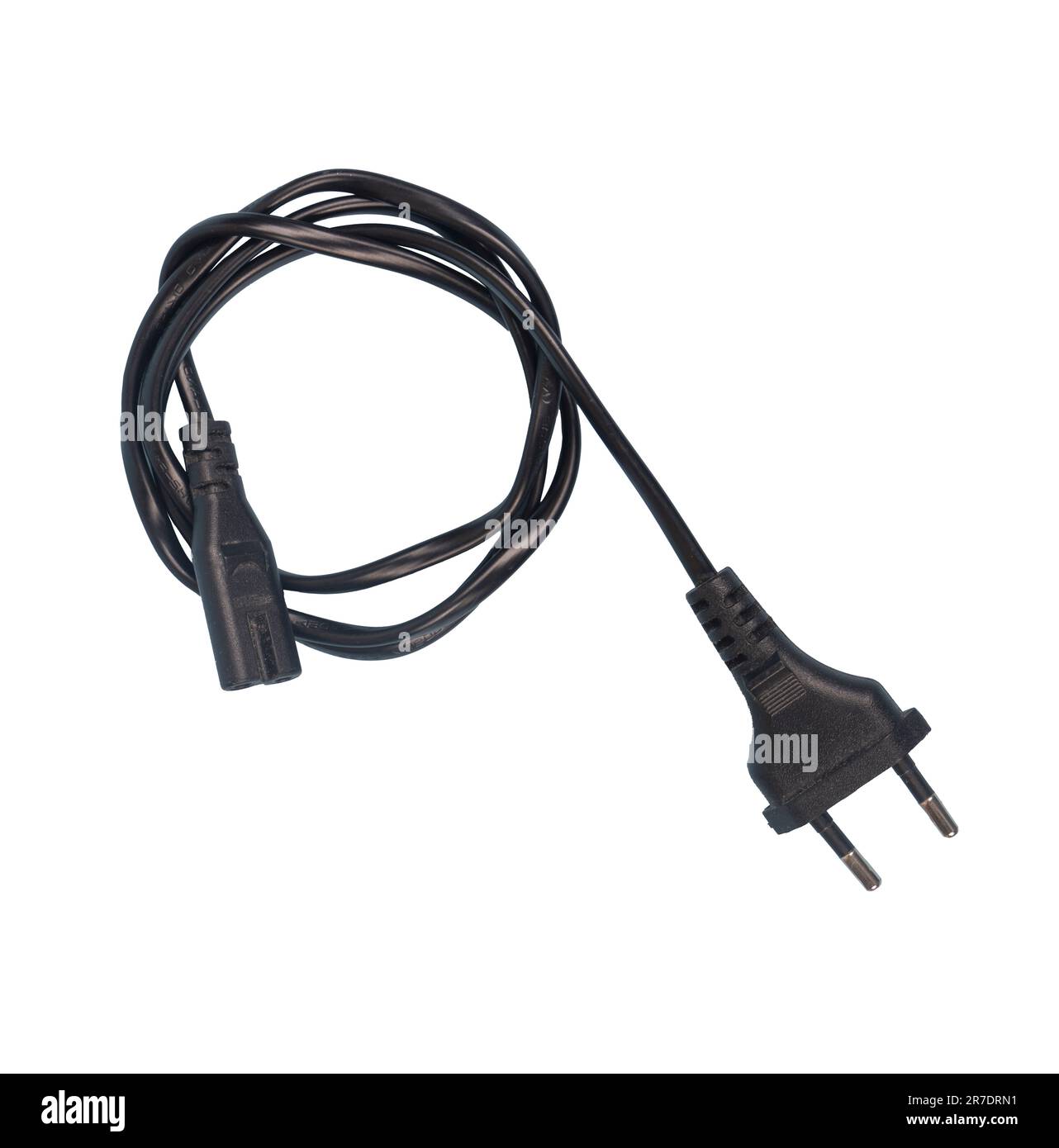 Ein gewickeltes Netzkabel auf transparentem Hintergrund Stockfoto