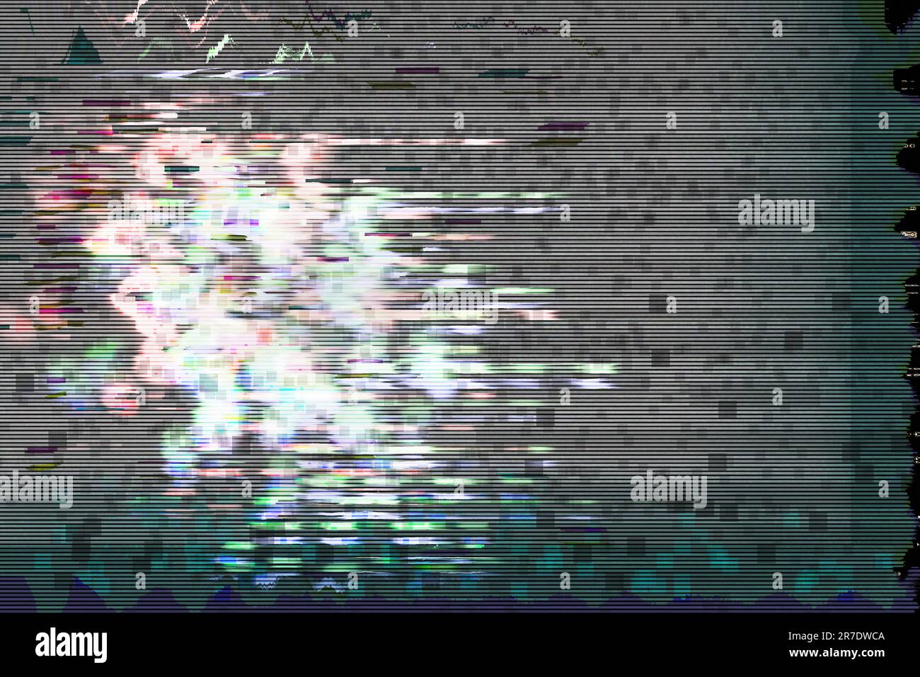 Abstraktes digitales Pixelrauschen, Störungen, Fehler, Schäden. Computer-Glitch-Effekt invertierte Farben Stockfoto
