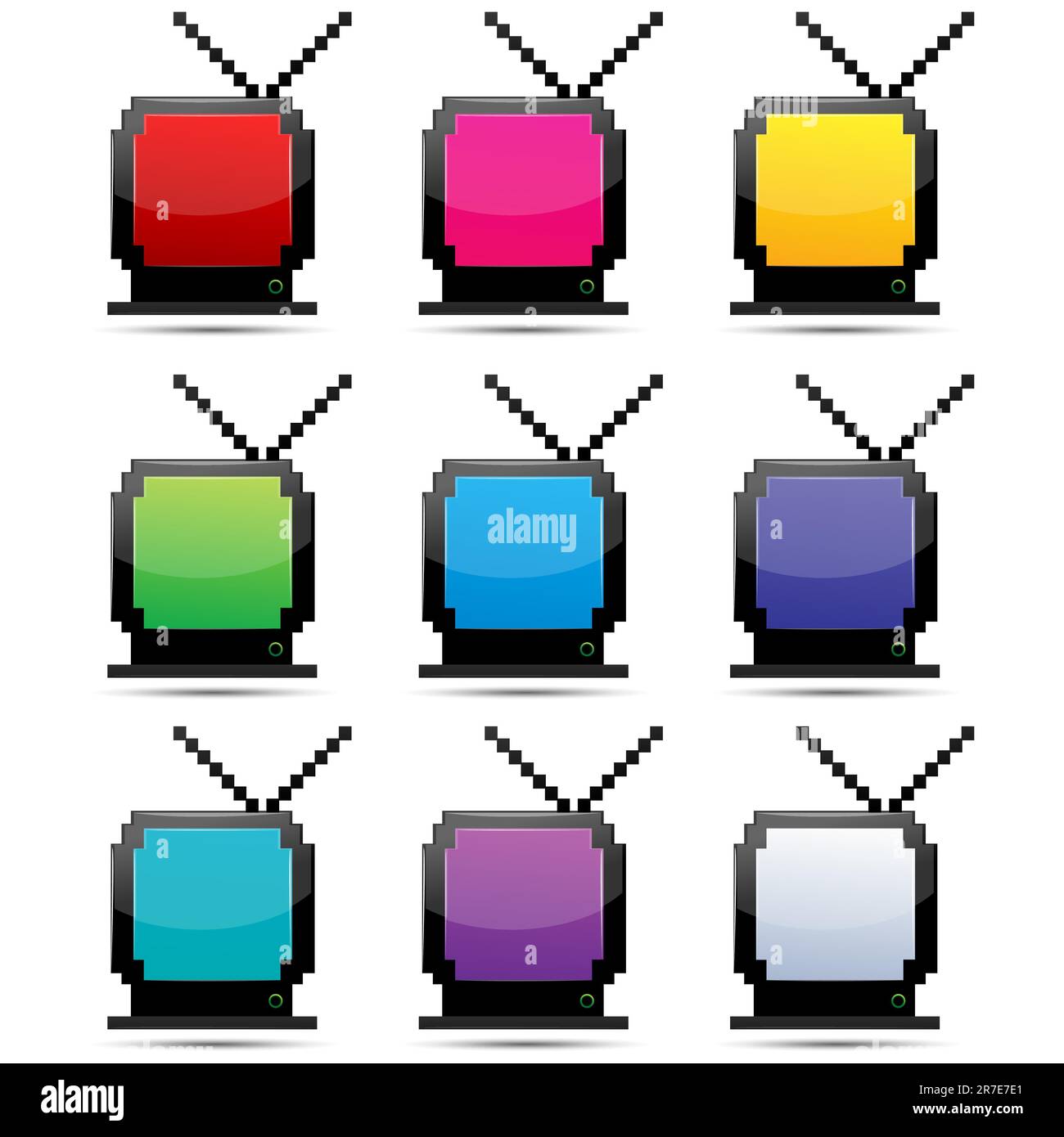 Illustration der bunten tv setzt auf weißem Hintergrund Stock Vektor