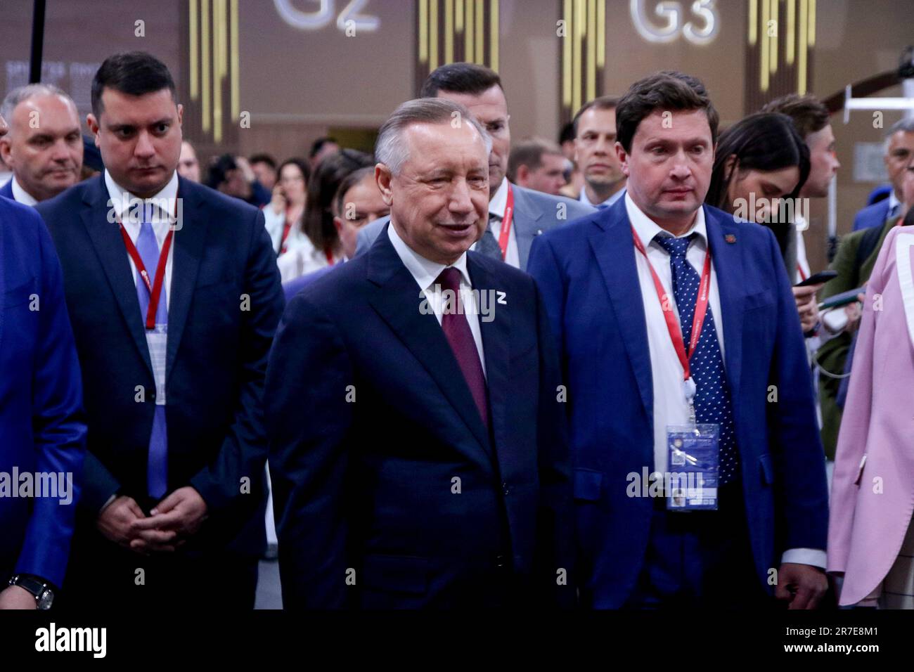 Sankt Petersburg, Russland. 14. Juni 2023. Alexander Beglov, der Gouverneur von Sankt Petersburg, der während der St. Petersburg gesehen wurde Petersburg International Economic Forum 2023 (SPIEF 2023). (Foto: Maksim Konstantinov/SOPA Image/Sipa USA) Guthaben: SIPA USA/Alamy Live News Stockfoto