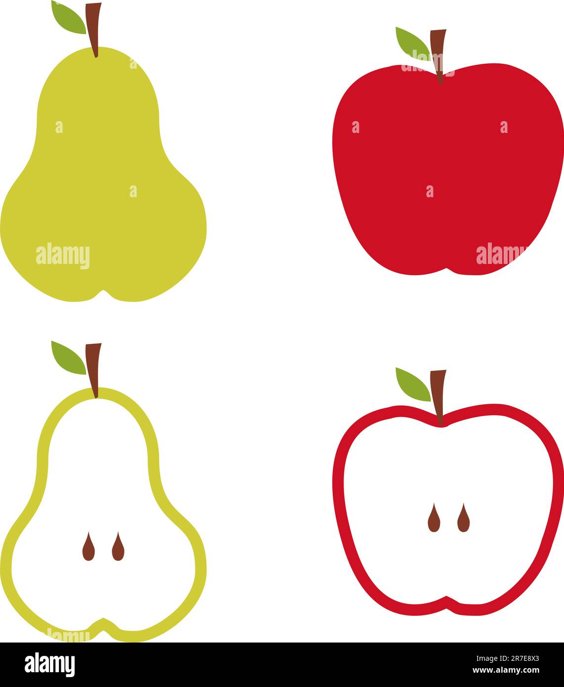 Apfel und Birnen Muster Silhouetten auf weißem Hintergrund. Stock Vektor