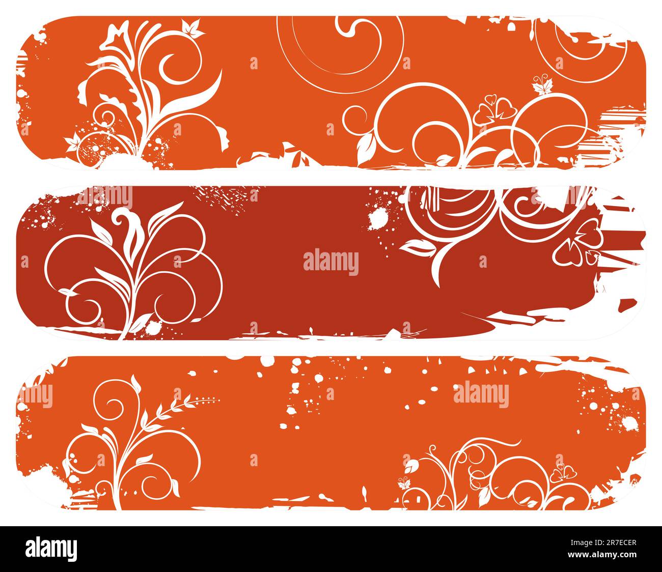 Illustrationssatz horizontaler Herbstbanner mit Blumenmuster - Vektor Stock Vektor