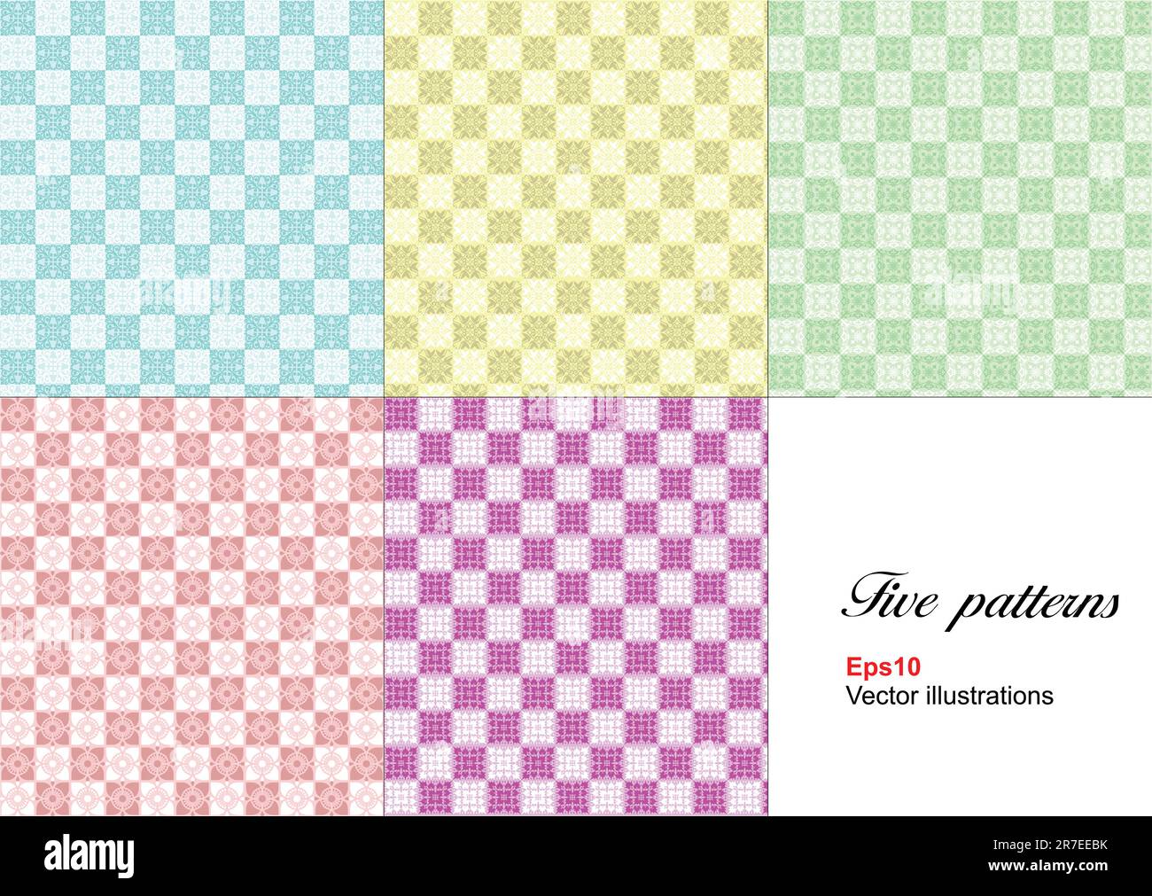 Satz von fünf monochrome geometrische Muster. Vektor-illustration Stock Vektor