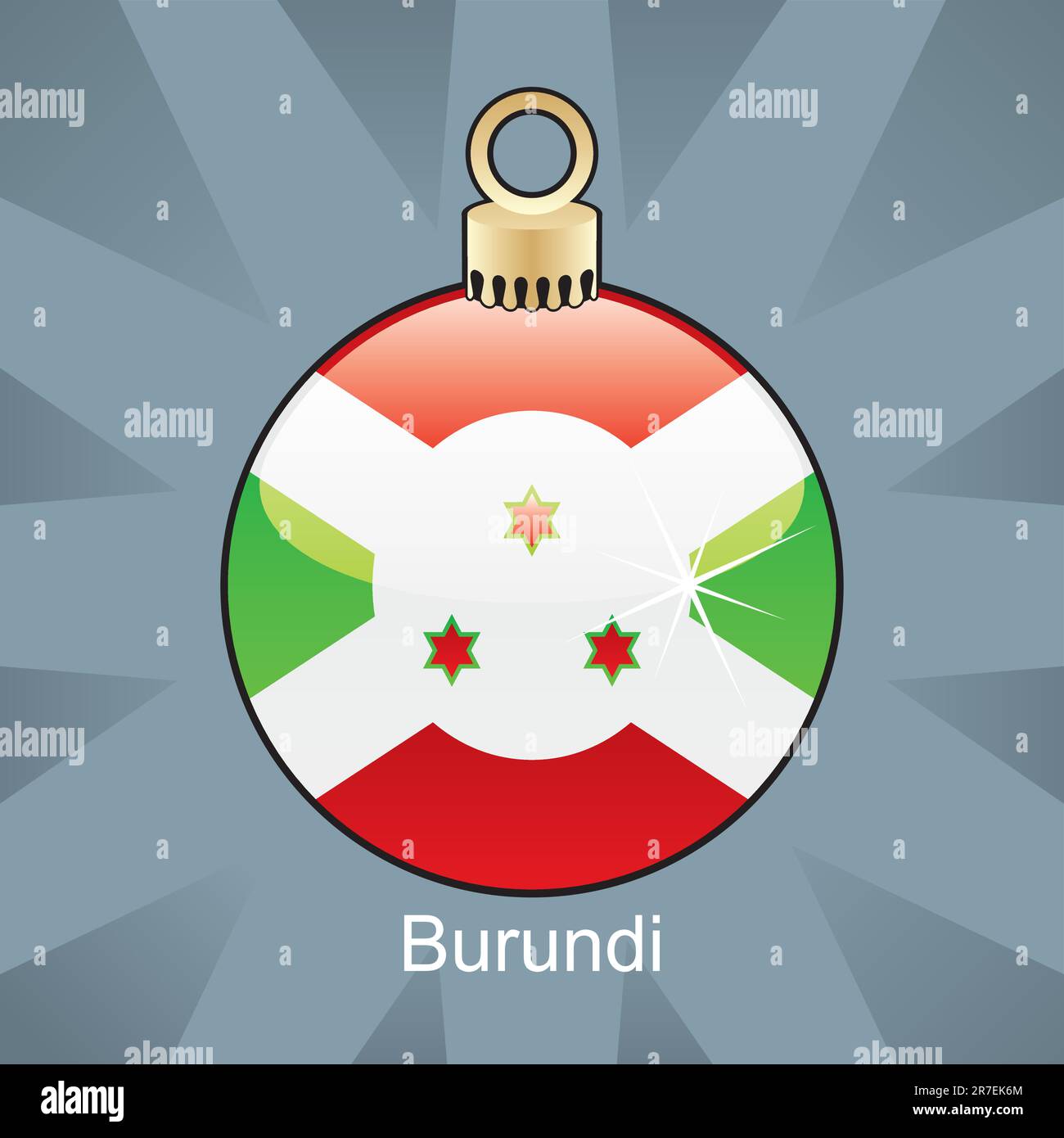 Vollständig bearbeitbare Vektordarstellung der isolierten burundi-Flagge in weihnachtsbulbusform Stock Vektor