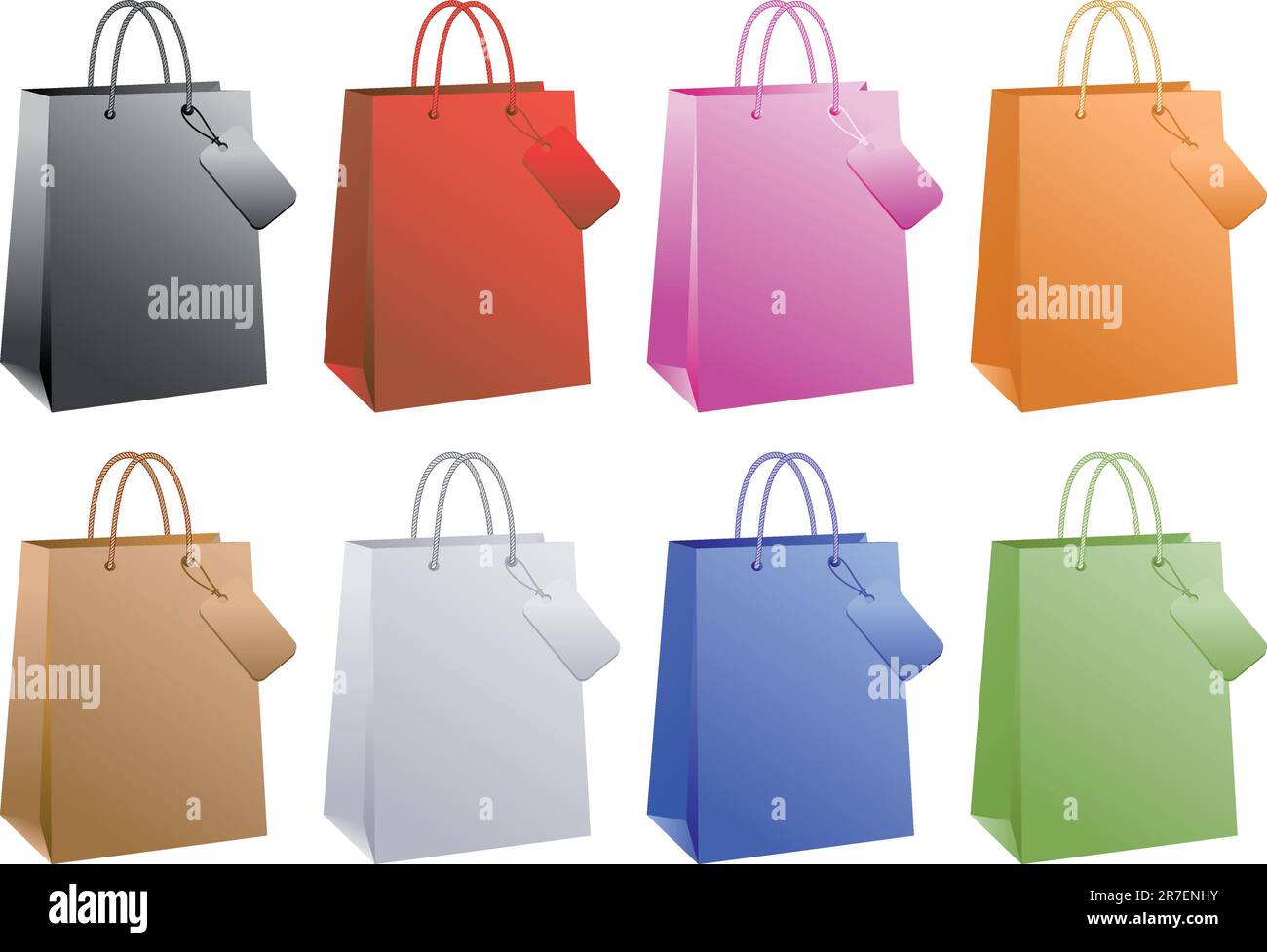 Einkaufen, Taschen, Grundfarben Set, Vektor Stock Vektor