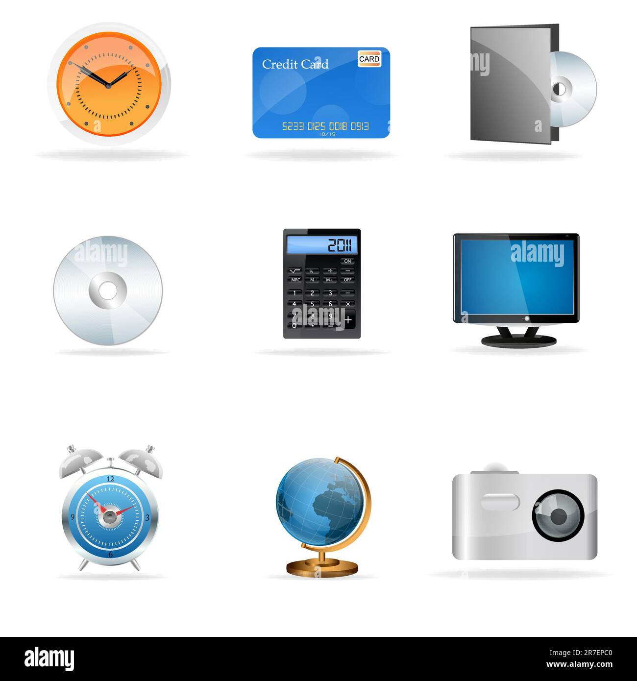 Abbildung von Business Icons auf weißem Hintergrund Stock Vektor