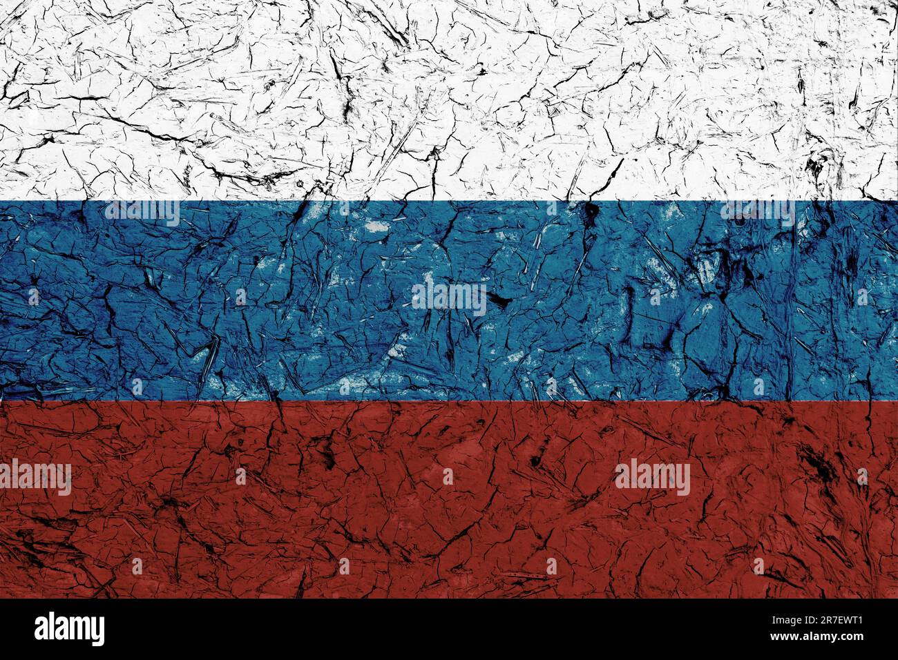 Hintergrundvorlage für Russland – abstrakte Steintextur einer Steinwand in den Farben der russischen Flagge Stockfoto