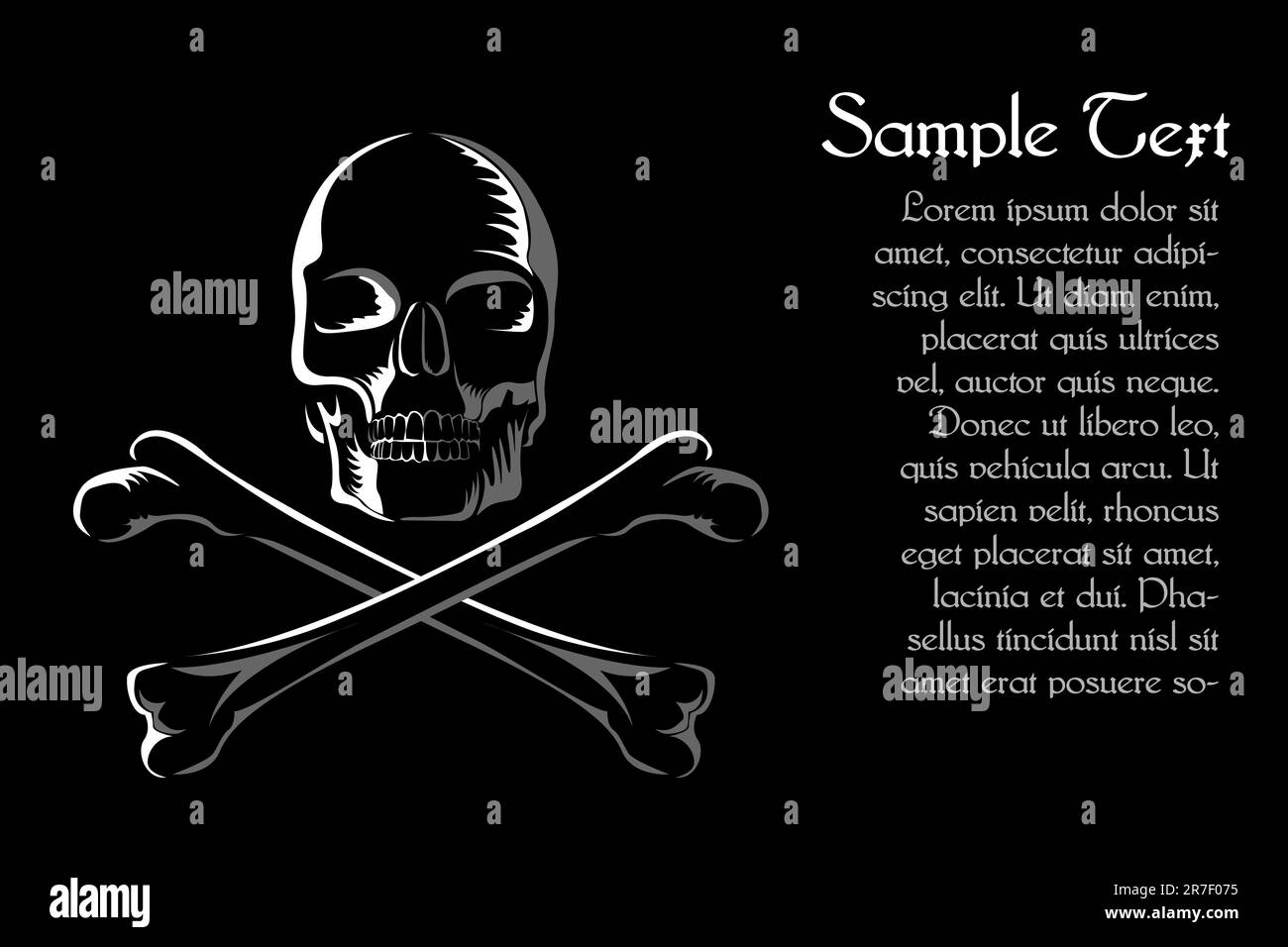 Darstellung des Schädels mit Kreuz auf abstrakten Hintergrund Stock Vektor