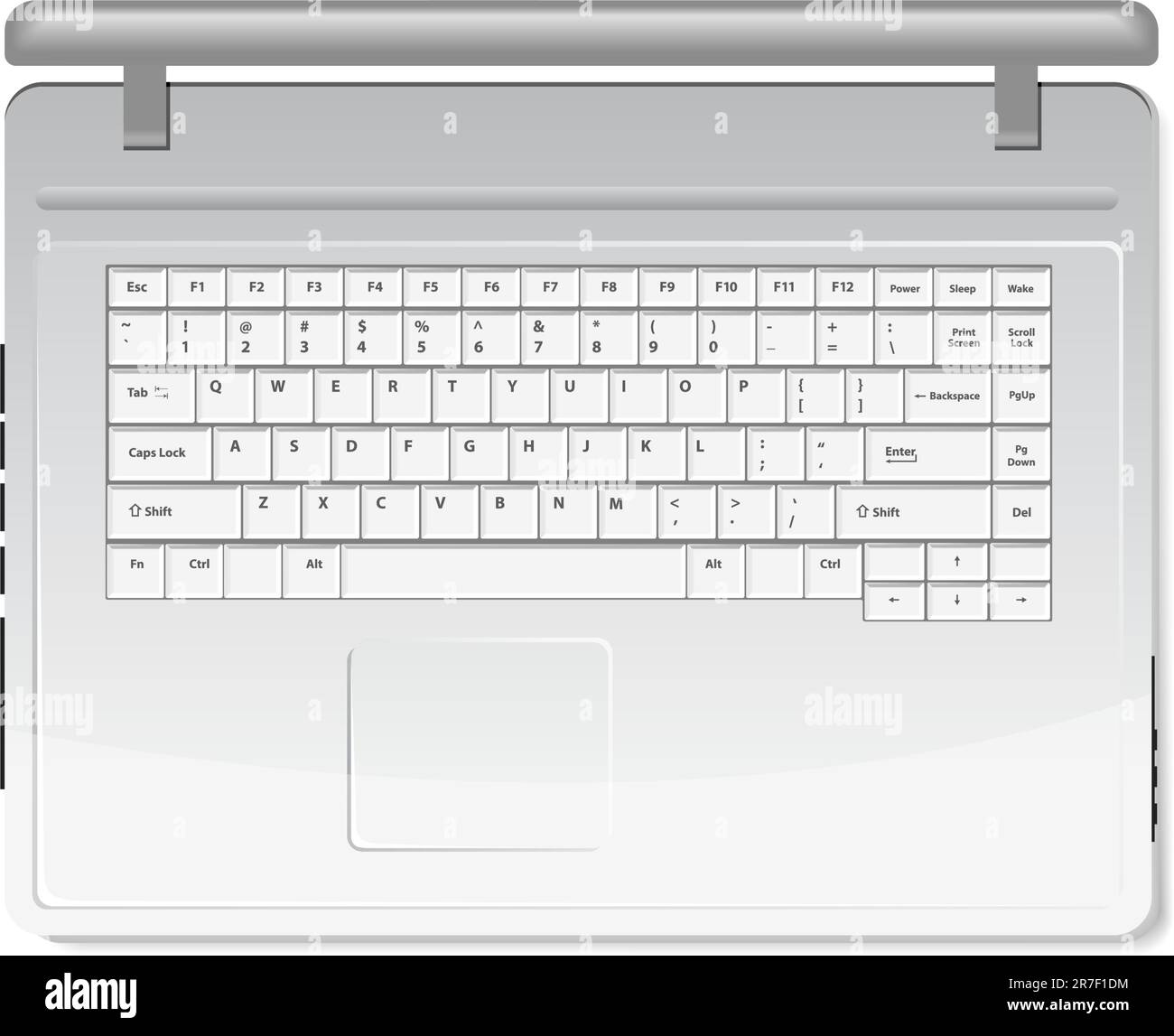 Realistische weißen Laptop isoliert auf weißem Hintergrund (Draufsicht) Stock Vektor