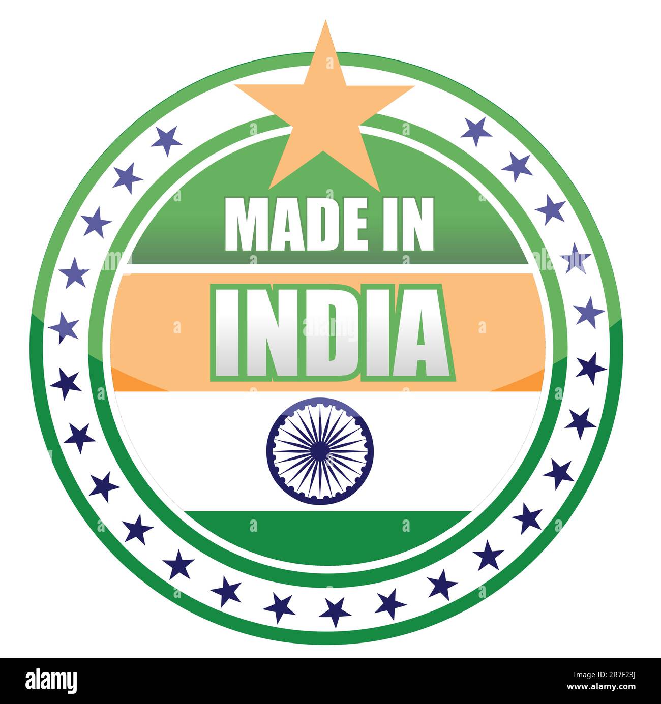 Kreisförmige Illustration der Stempel „Made in india“ isoliert auf weißem Hintergrund Stock Vektor