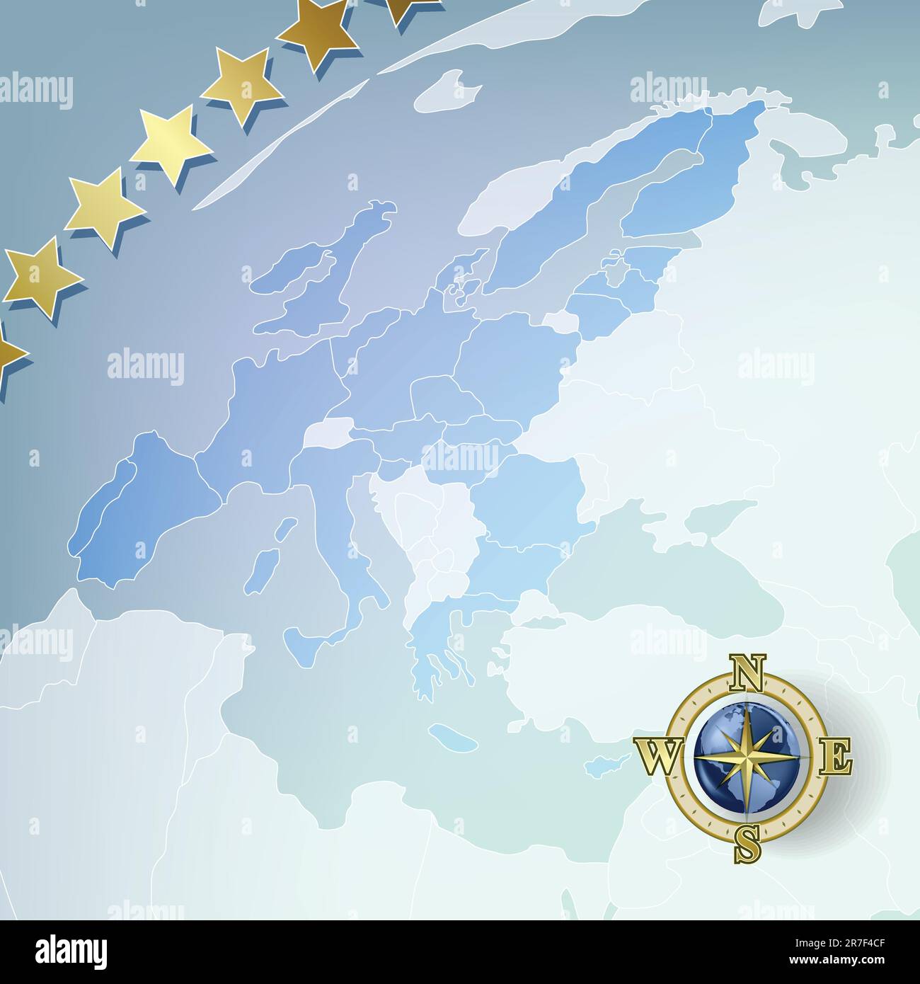 Zusammenfassung Hintergrund mit Europa-Karte und Kompass Stock Vektor