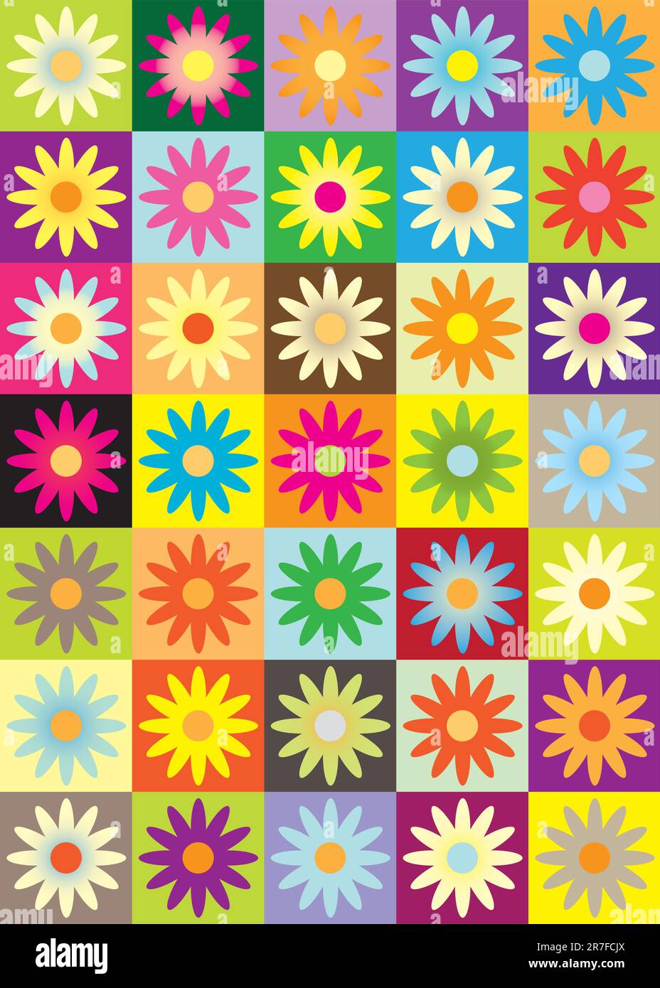 Blütensymbol in anderer Farbe - Vektordarstellung Stock Vektor