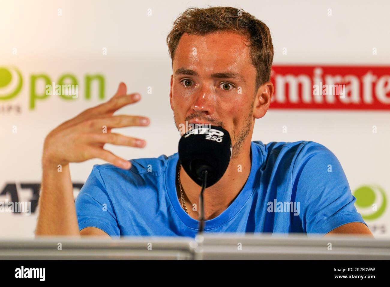 S-HERTOGENBOSCH, NIEDERLANDE - JUNI 15: Daniil Medvedev aus Russland am 4. Tag der Libema Open Grass Court Championships im Autotron am 15. Juni 2023 in 's-Hertogenbosch, Niederlande (Foto von Joris Verwijst/BSR Agency) Kredit: Orange Pics BV/Alamy Live News Stockfoto