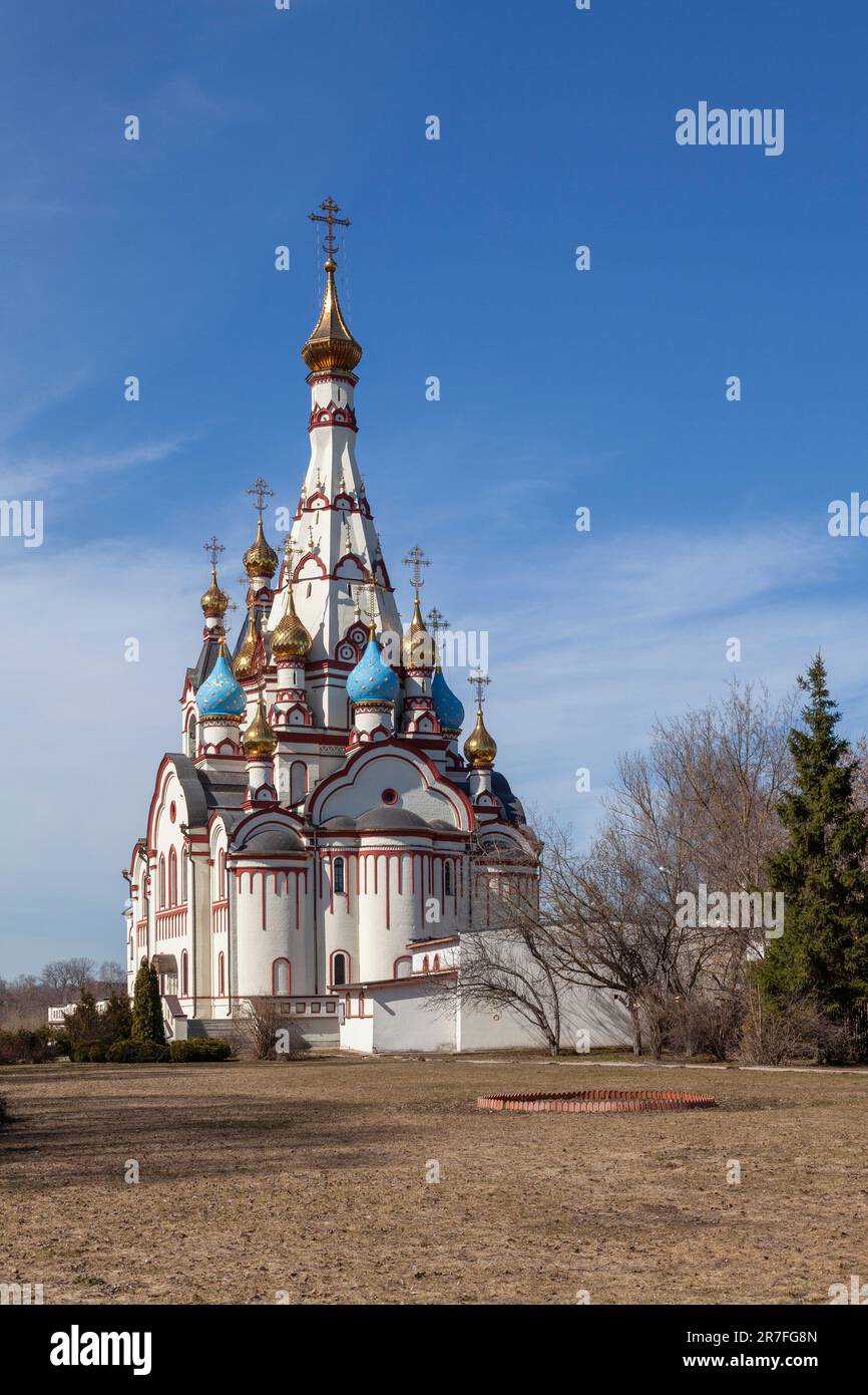 Kirche der Ikone der Mutter Gottes von Kasan in Dolgoprudny. Stockfoto