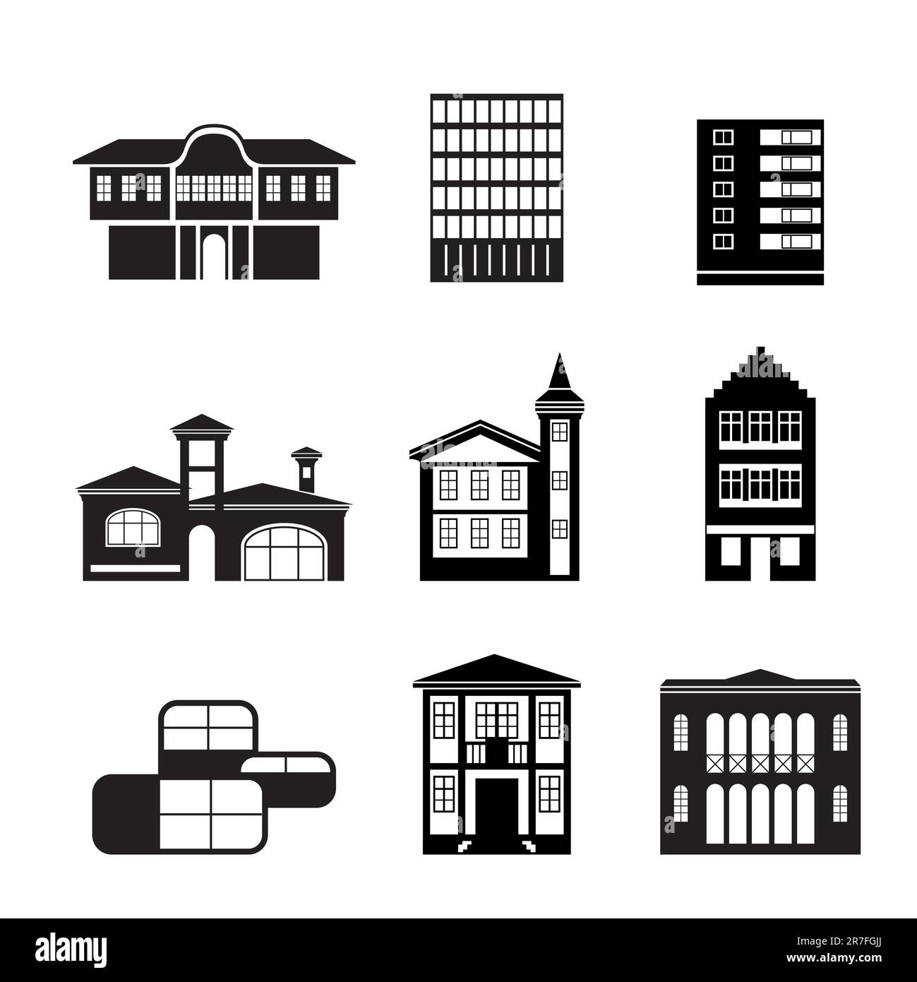 Andere Art der Häuser und Gebäude-Vector Abbildung 2 Stock Vektor