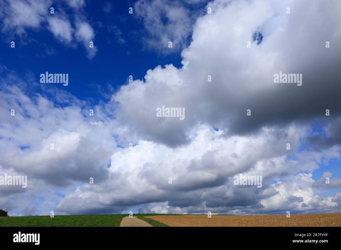 Wunderschöne Wolkenformation am Horizont in Heckengaeu Stockfoto