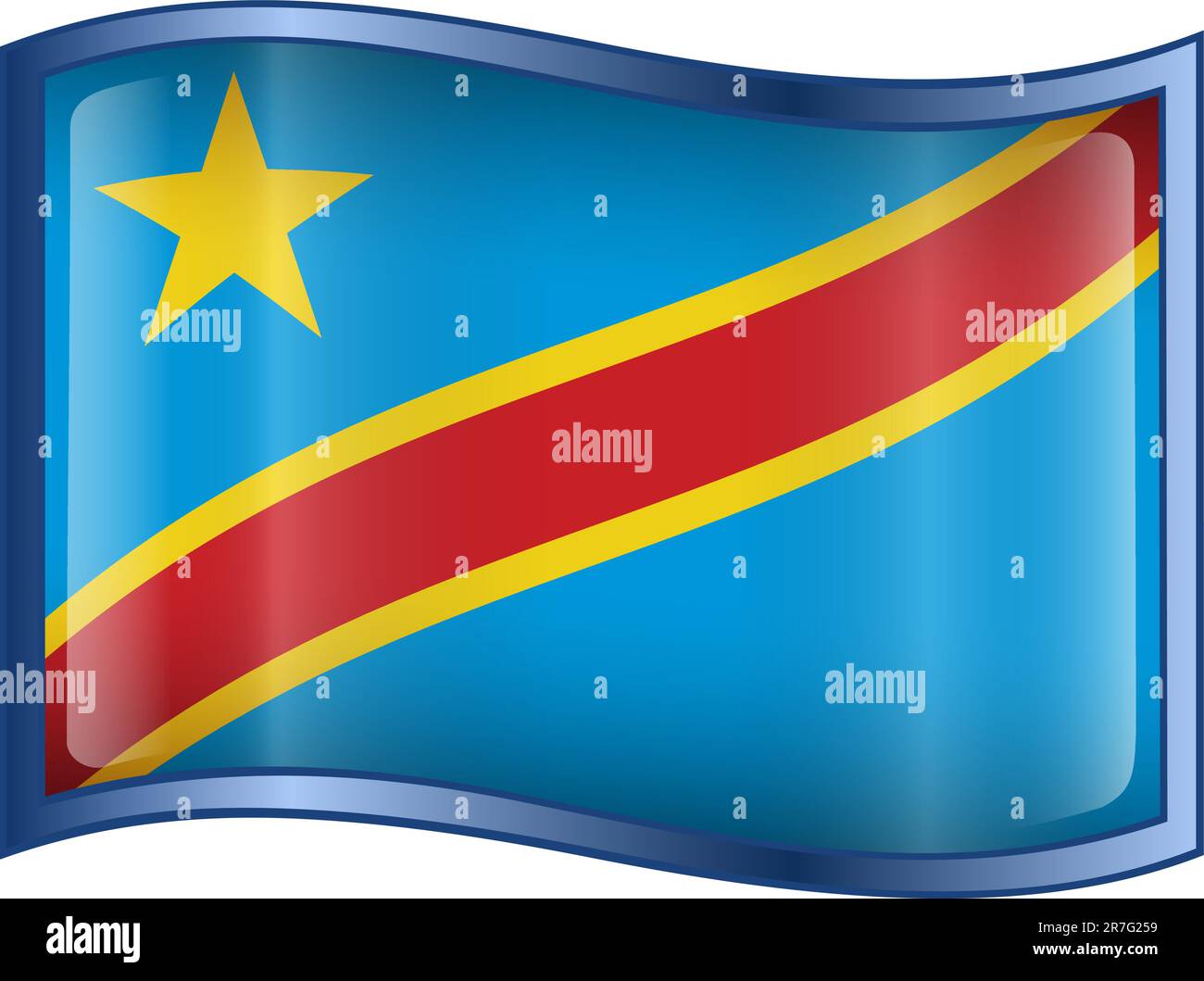 DR Kongo Flag Symbol, isoliert auf weißem Hintergrund. Stock Vektor