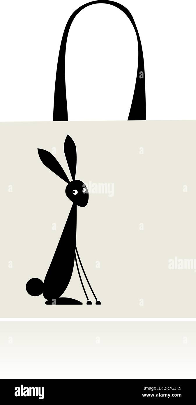 Bunny Silhouette, Design Shopping Tasche Stock Vektor