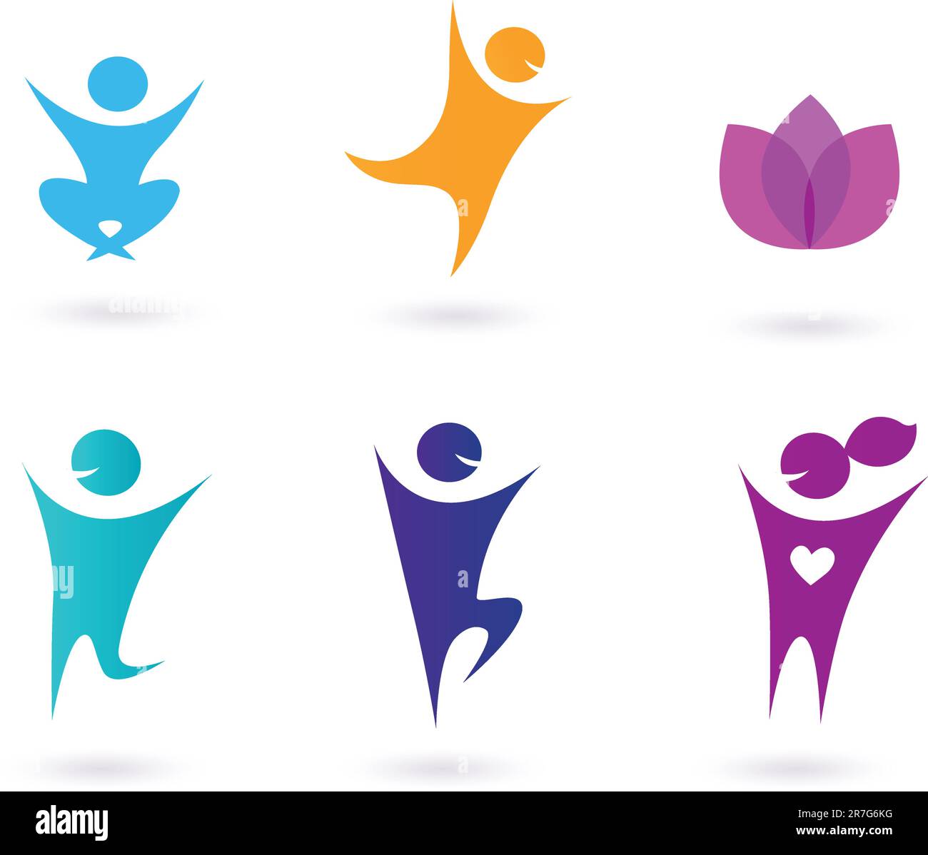 Yoga-Symbole – isoliert auf Weiß. Vektor. Stock Vektor