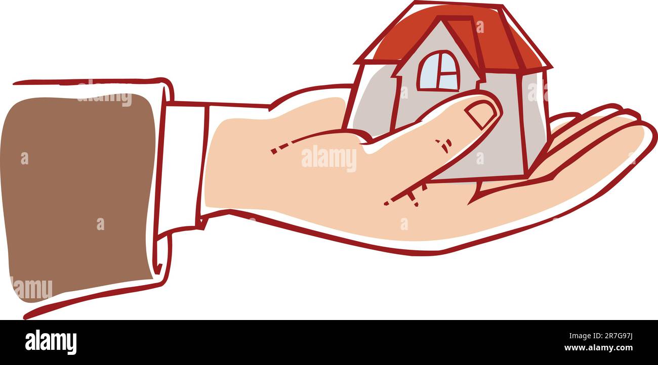 Kleines Haus in der Hand Stock Vektor