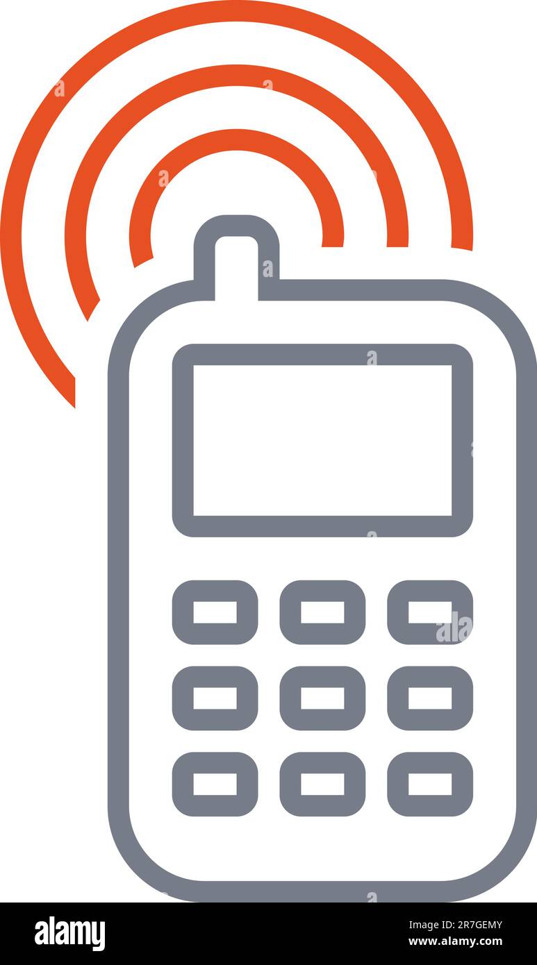 Vektorzeichen eines Mobiltelefons, isoliert auf weißem Hintergrund. Stock Vektor