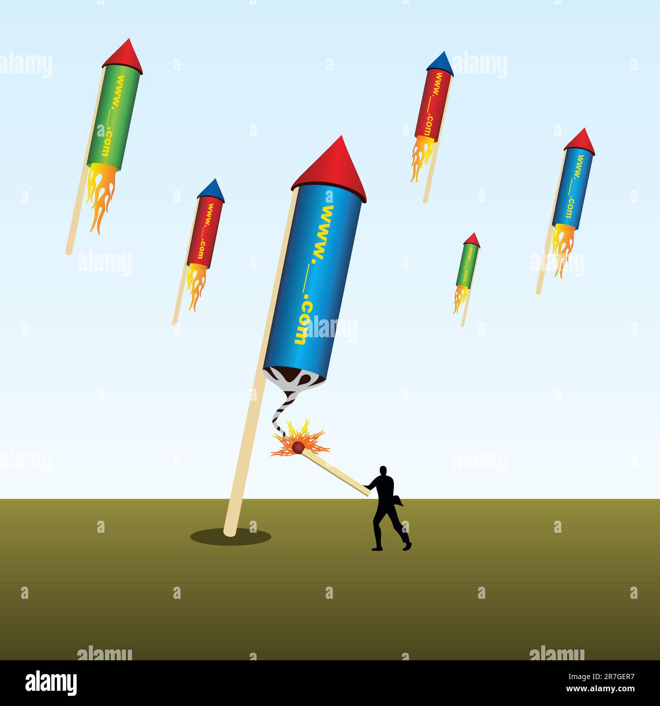 Rocket mit anderem Domainnamen Stock Vektor