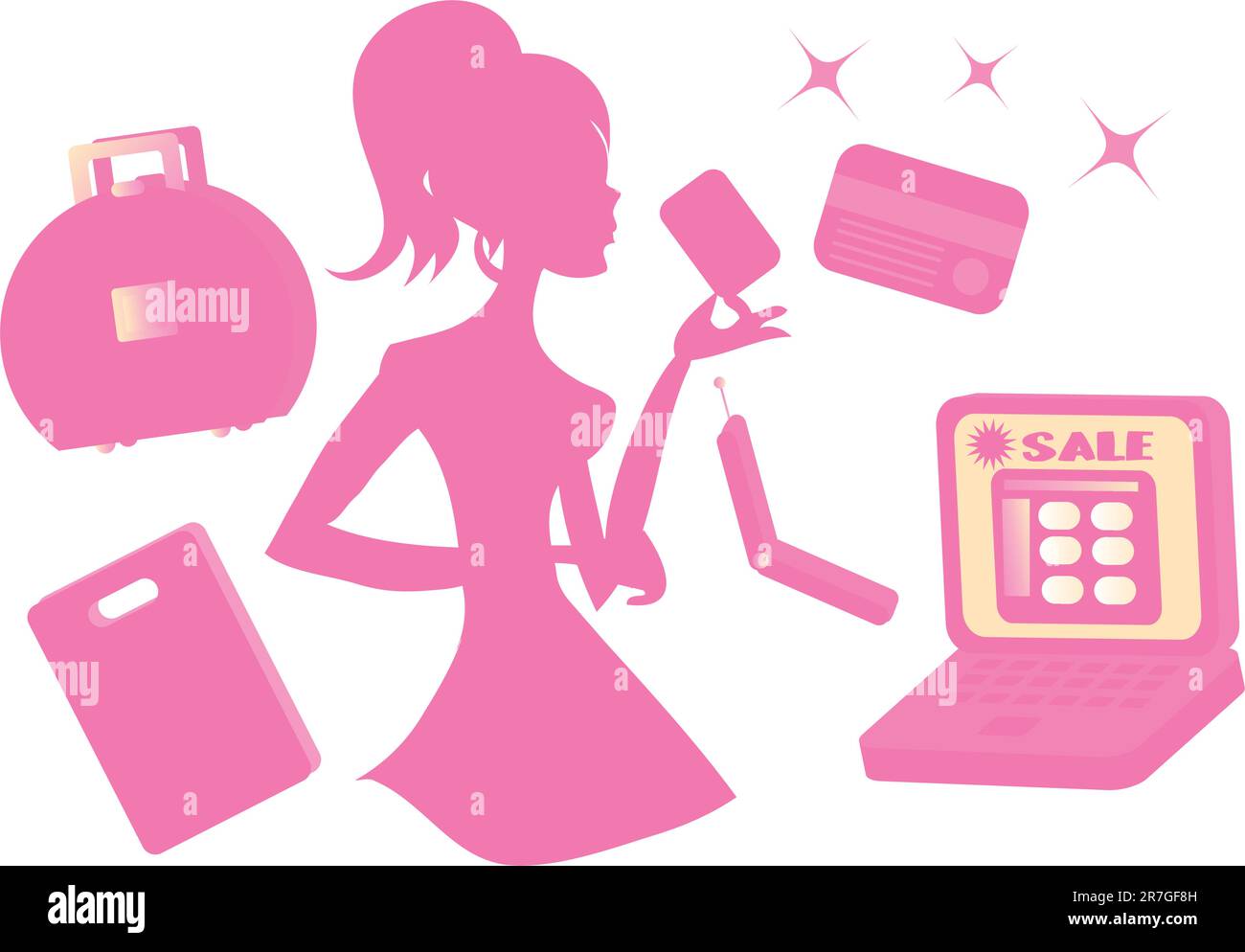 Shoppingsymbole für Online-Girls setzen den Vektor Stock Vektor