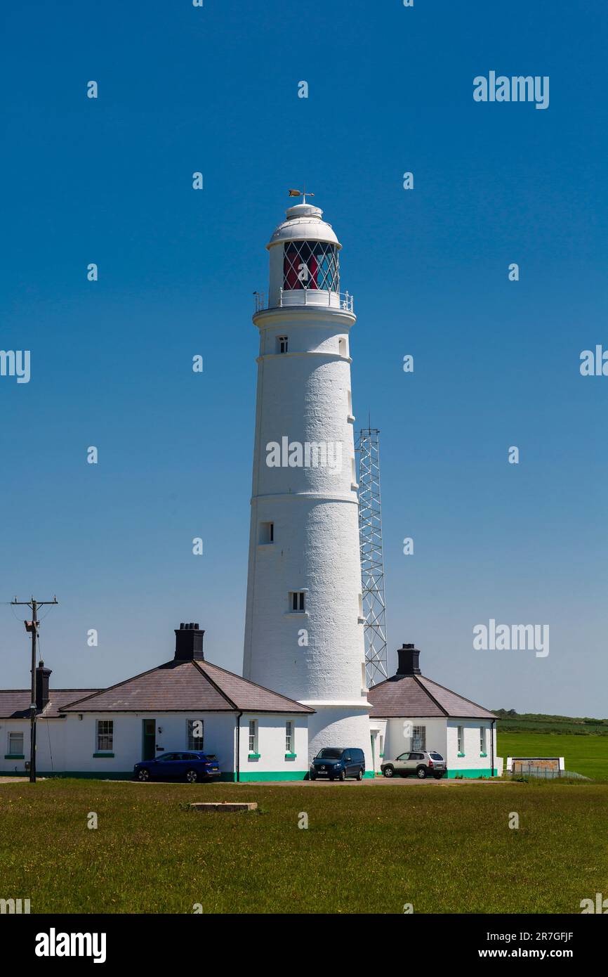 Nash Point Lighthouse, Glamorgan, Wales, Großbritannien Stockfoto