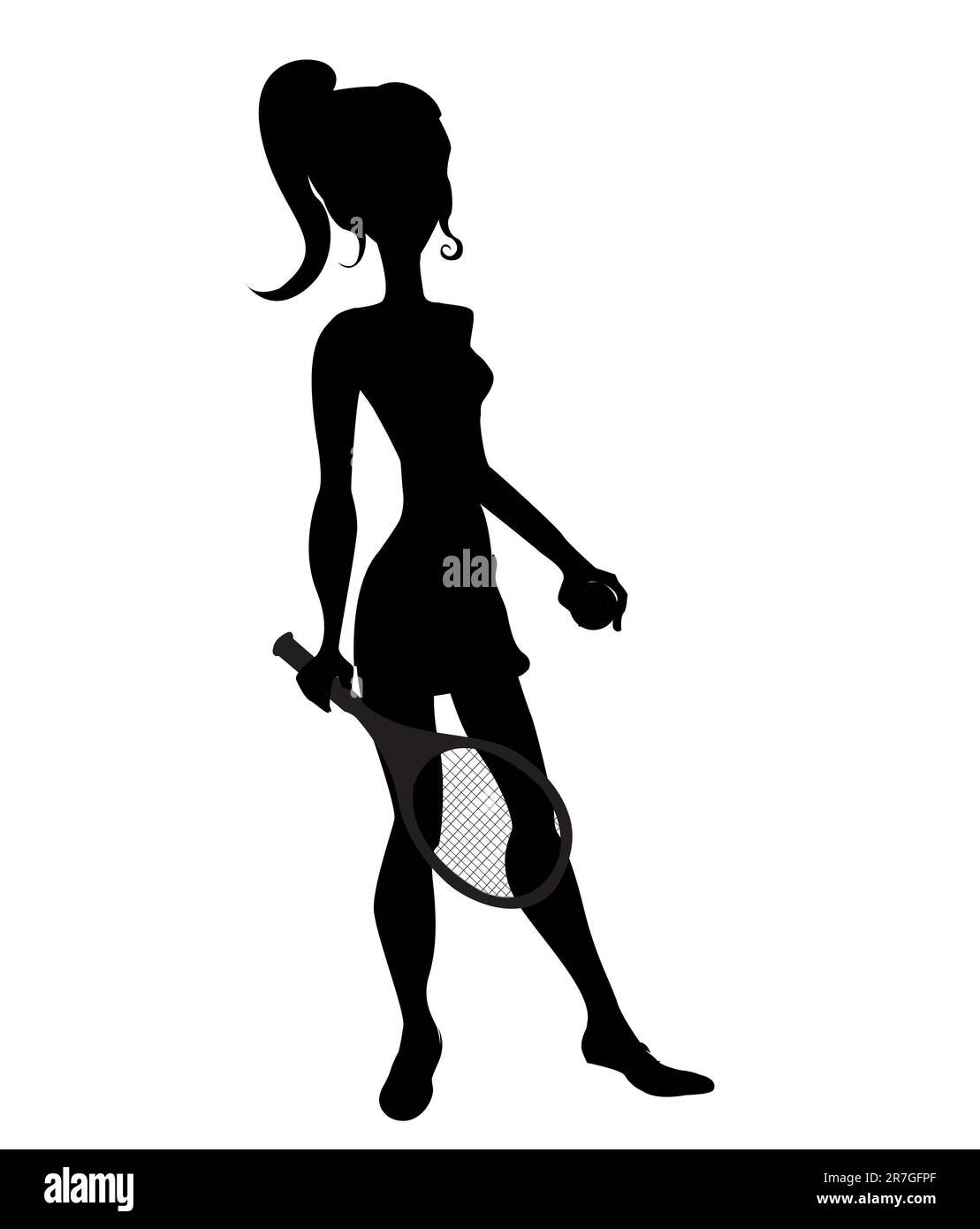 Vektordarstellung eines Tennisspielers mit dem Schläger Stock Vektor