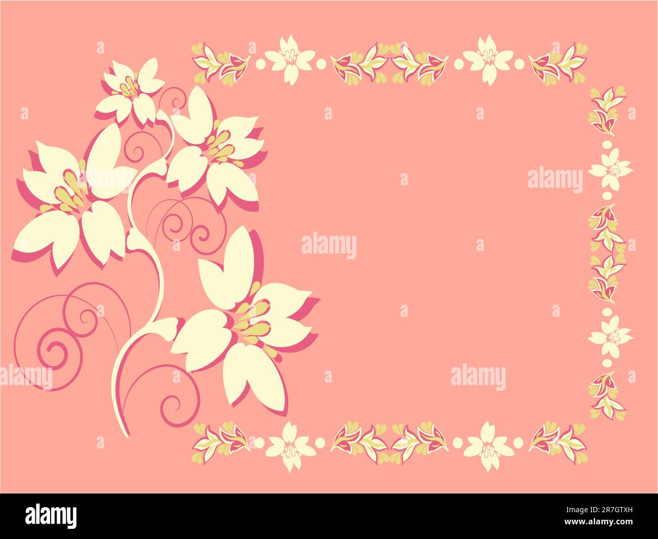 Dekorativer rosafarbener Blumenrahmen Stock Vektor