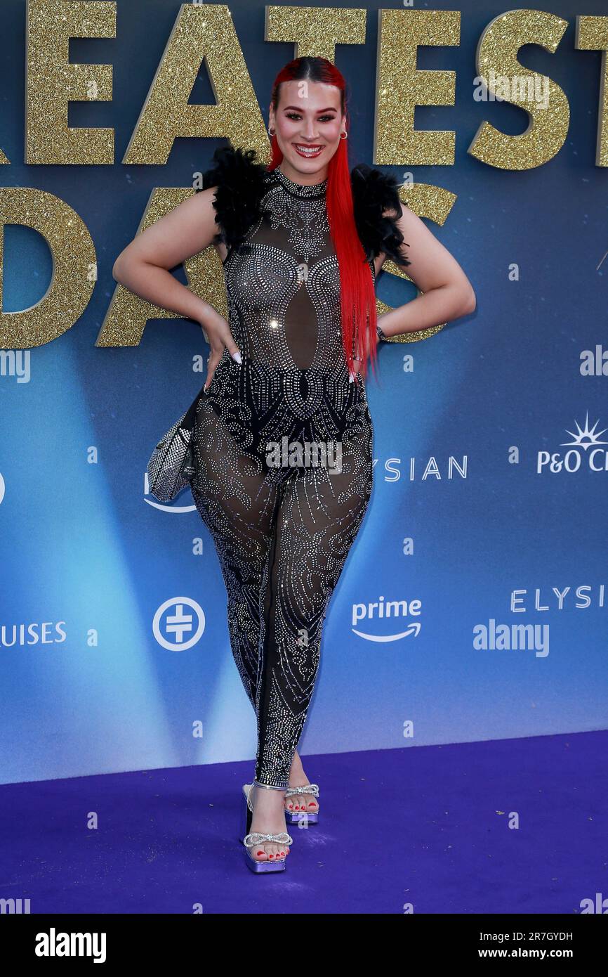 London, Großbritannien. 15. Juni 2023. Megan Bolton besucht die „Greatest Days“-Weltpremiere am Odeon Luxe Leicester Square in London. Kredit: SOPA Images Limited/Alamy Live News Stockfoto