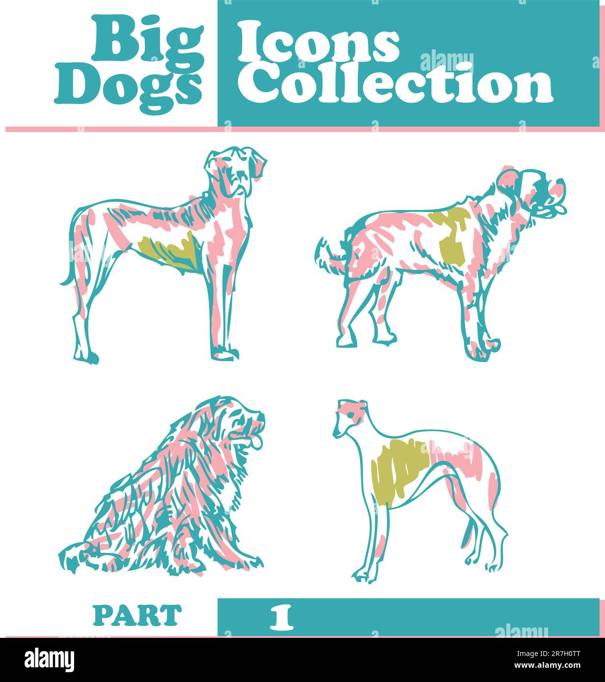 Set von Hunden Silhouette Big Hundes Icons Collection Vektor Stock Vektor