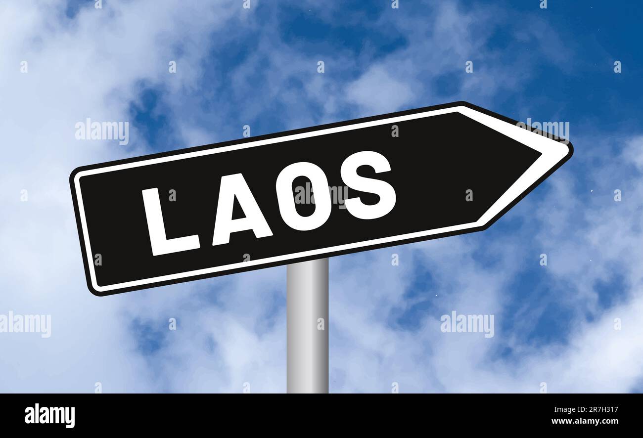 Laos Straßenschild am Himmel Stockfoto