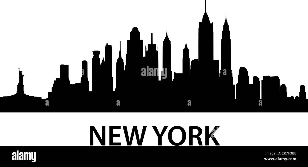 Detaillierte Silhouette von New York City Stock Vektor