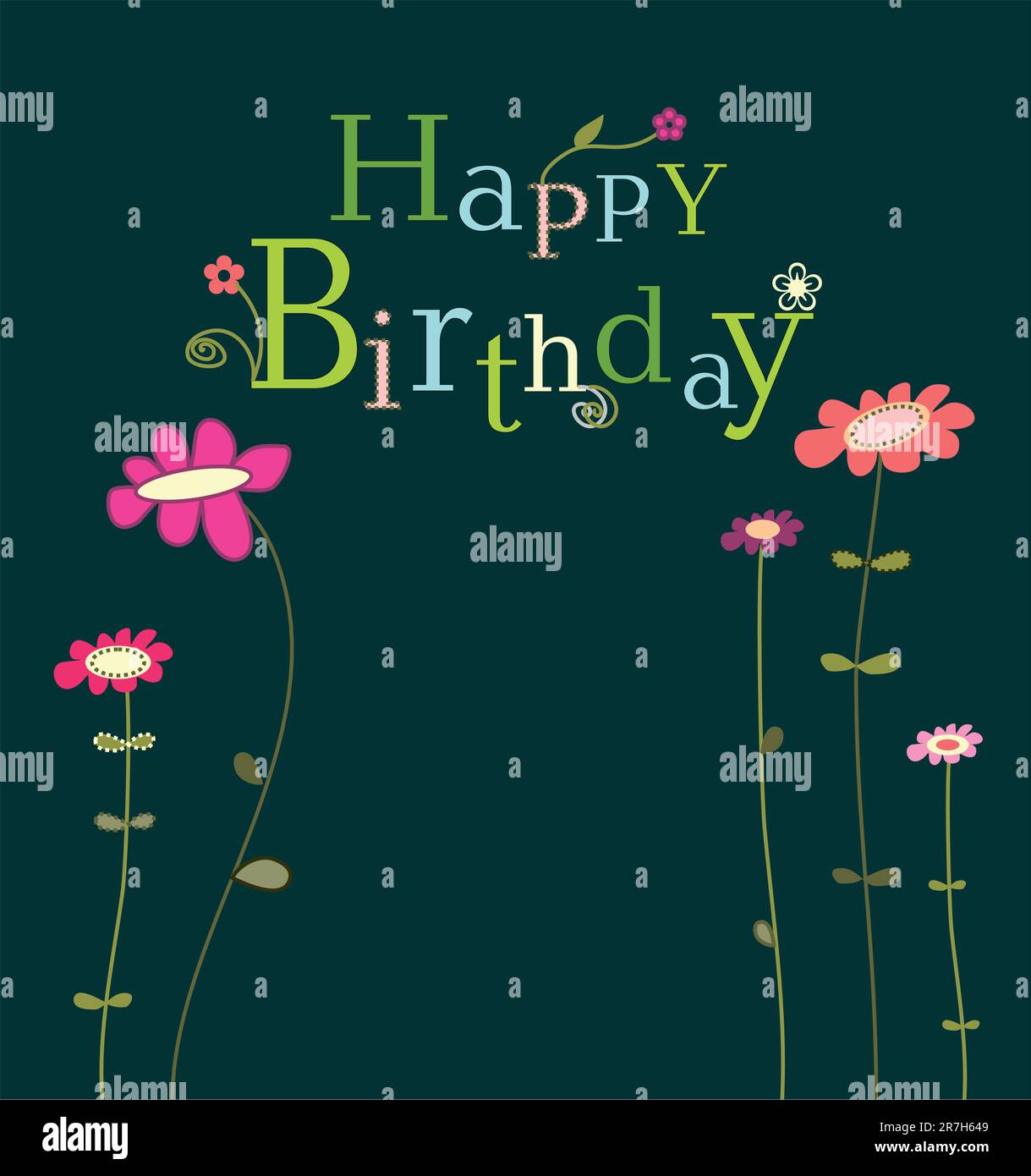 Lustige Glückwunschkarte mit Blumen Stock Vektor