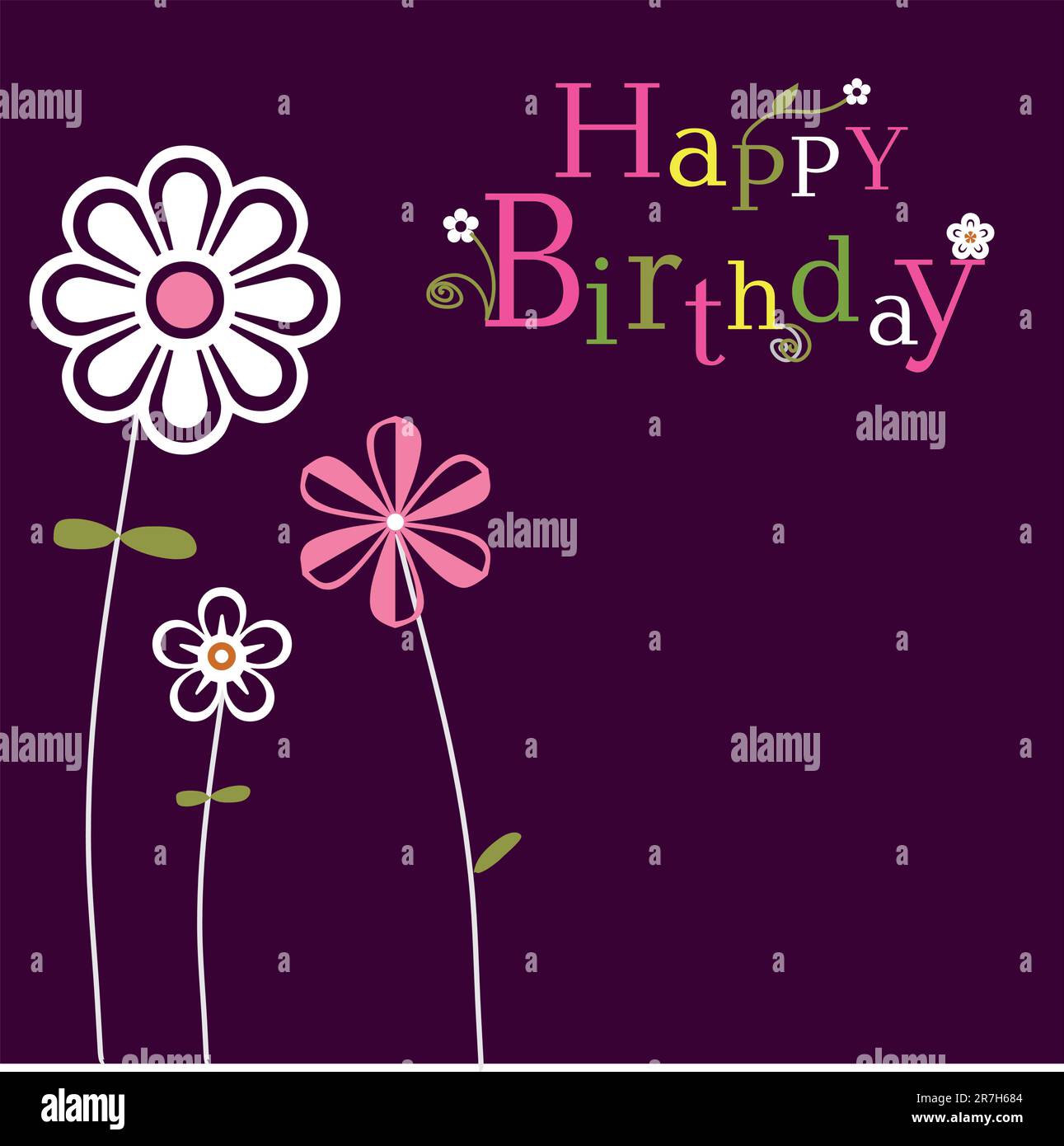 Lustige Glückwunschkarte mit Blumen Stock Vektor