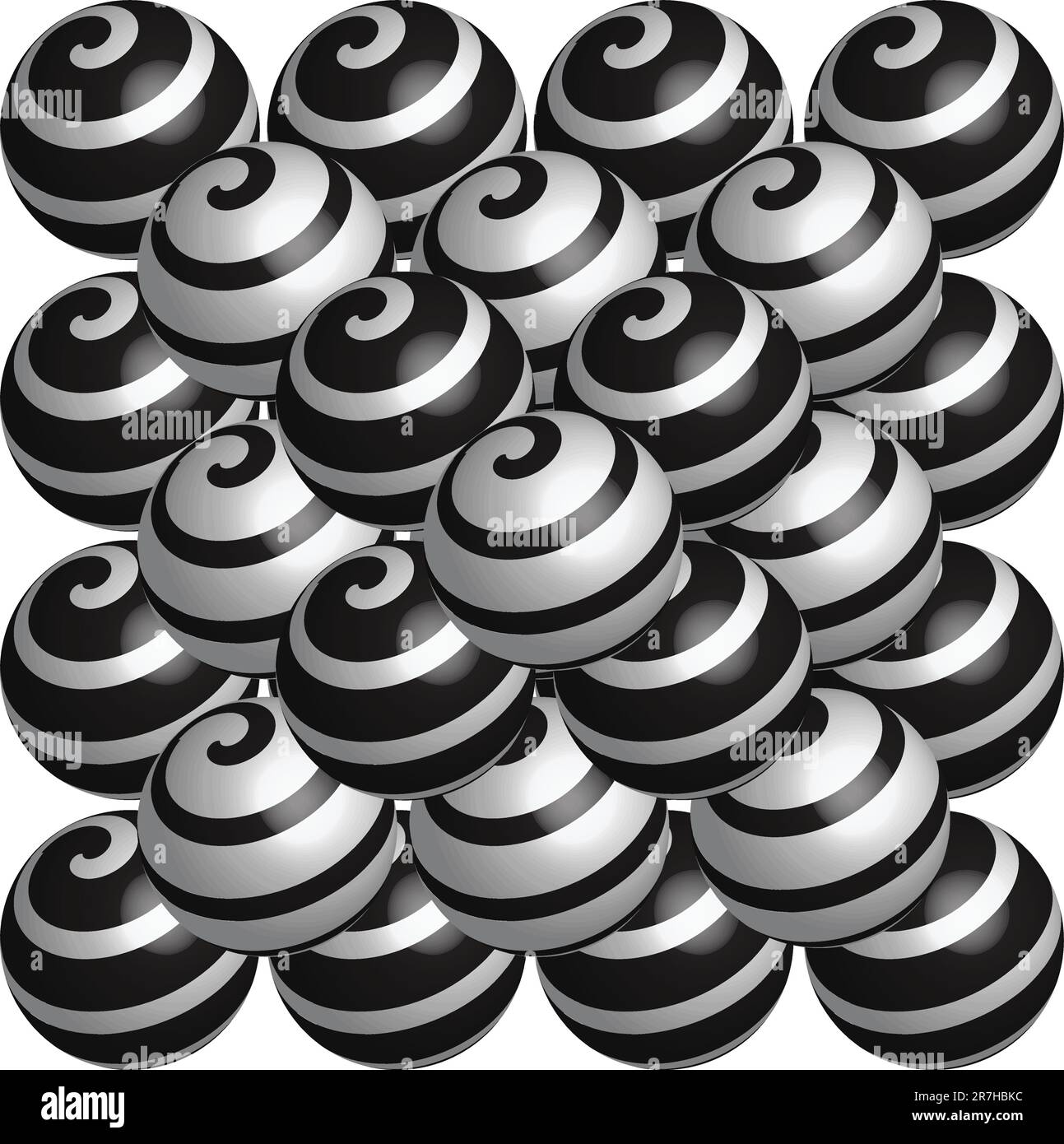 Die Pyramide der schwarzen und weißen Kugeln Stock Vektor