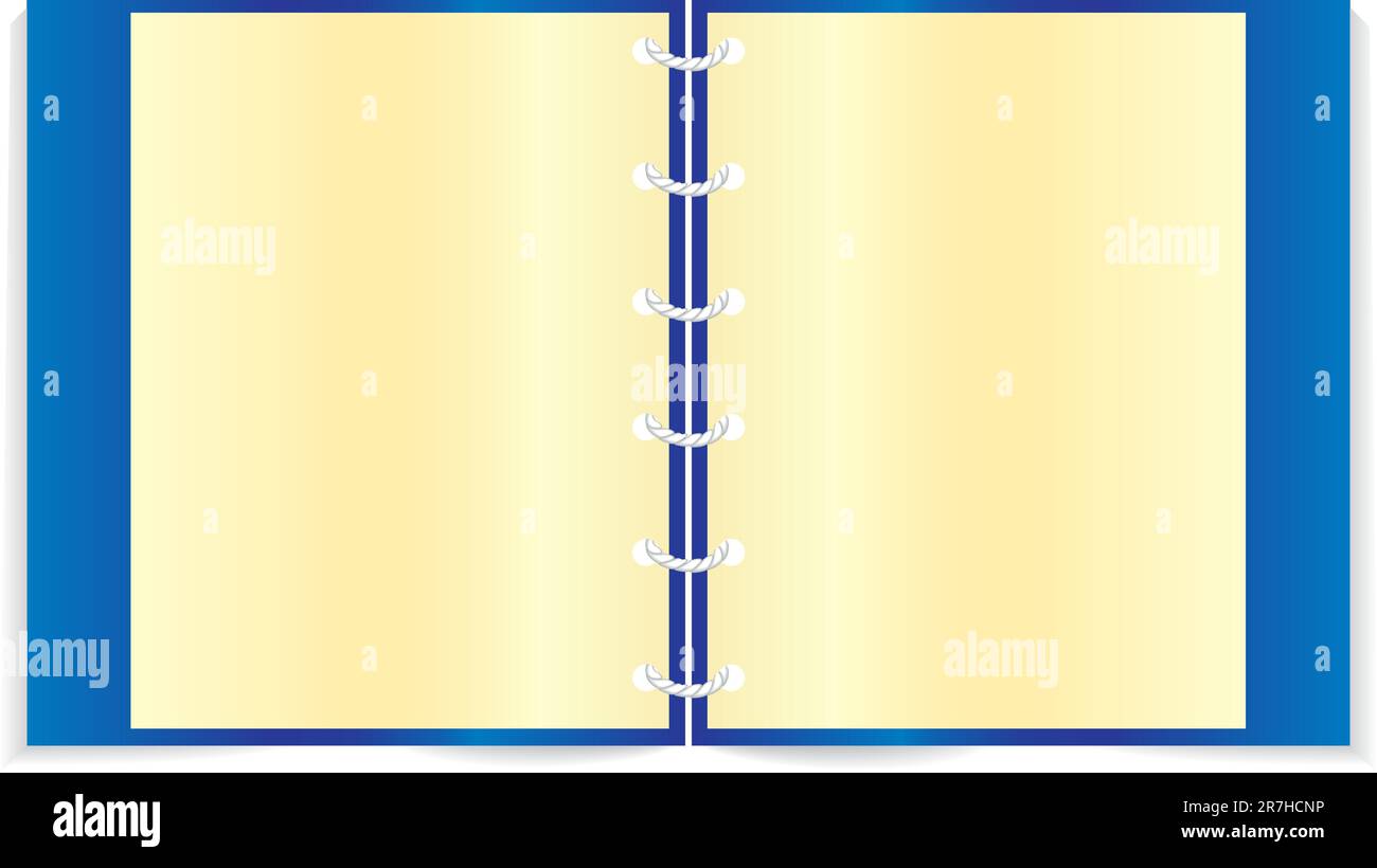 Öffnen Sie ein realistisches Notizbuch isoliert auf weißem Hintergrund. Stock Vektor