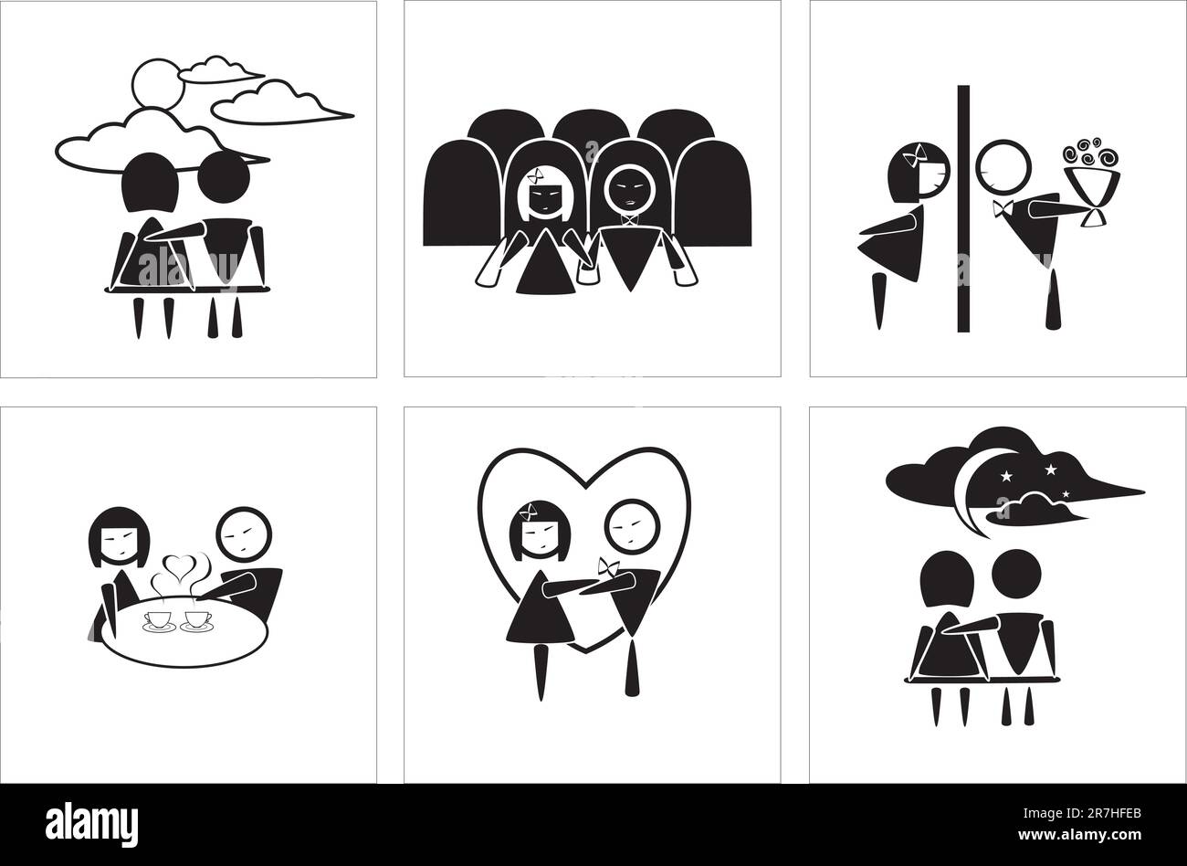 Zwei Menschen in verschiedenen Reality-Situationen Stock Vektor