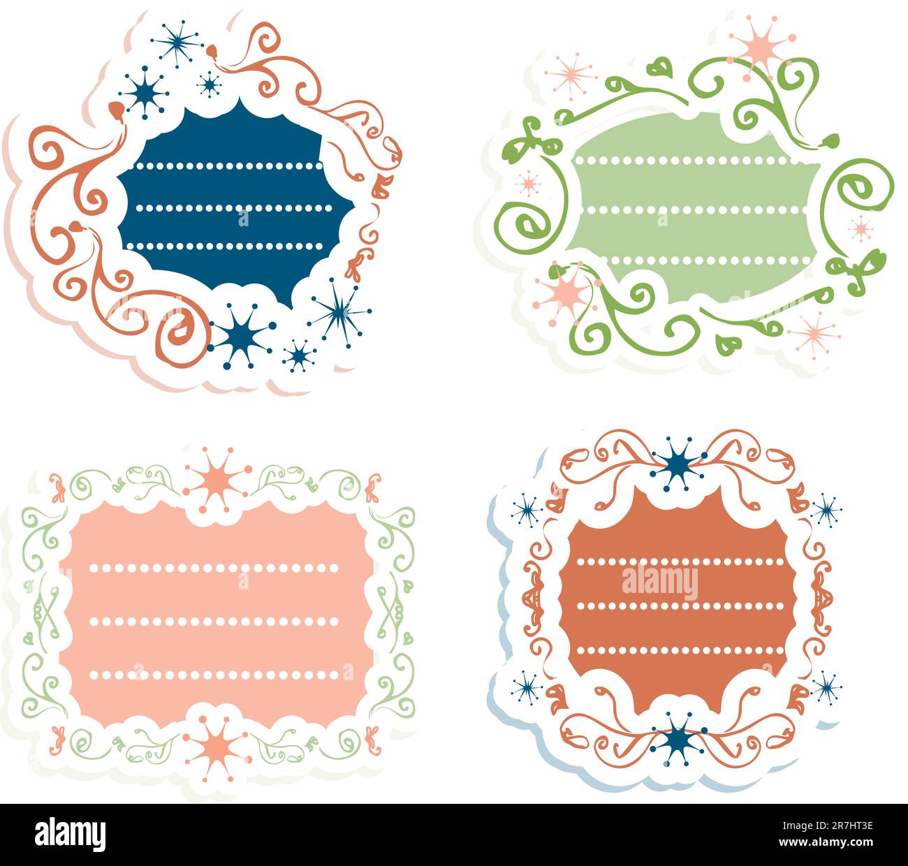 Etiketten im Retro-Stil mit unbedruckten Rahmen im Vintage-Stil Stock Vektor